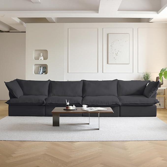 Sabi Modular Boucle Cloud Sofa - Obsidian Black - 4-Seater Sofa - Image 3