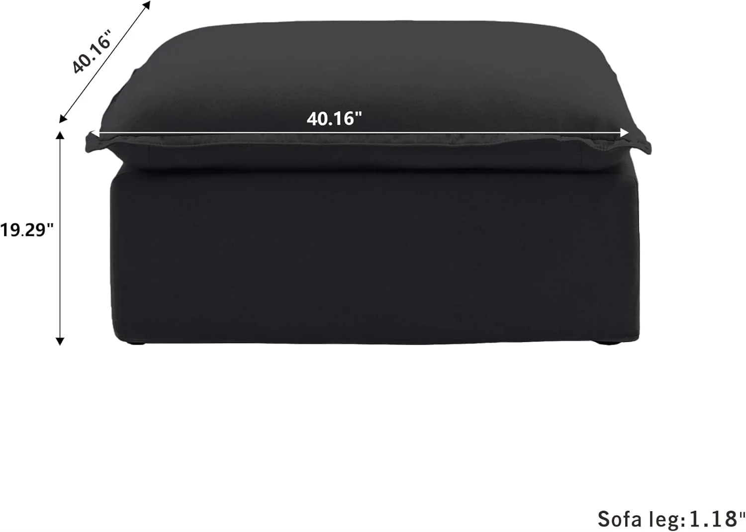 Sabi Modular Boucle Cloud Sofa - Obsidian Black - Single Ottoman - Image 3