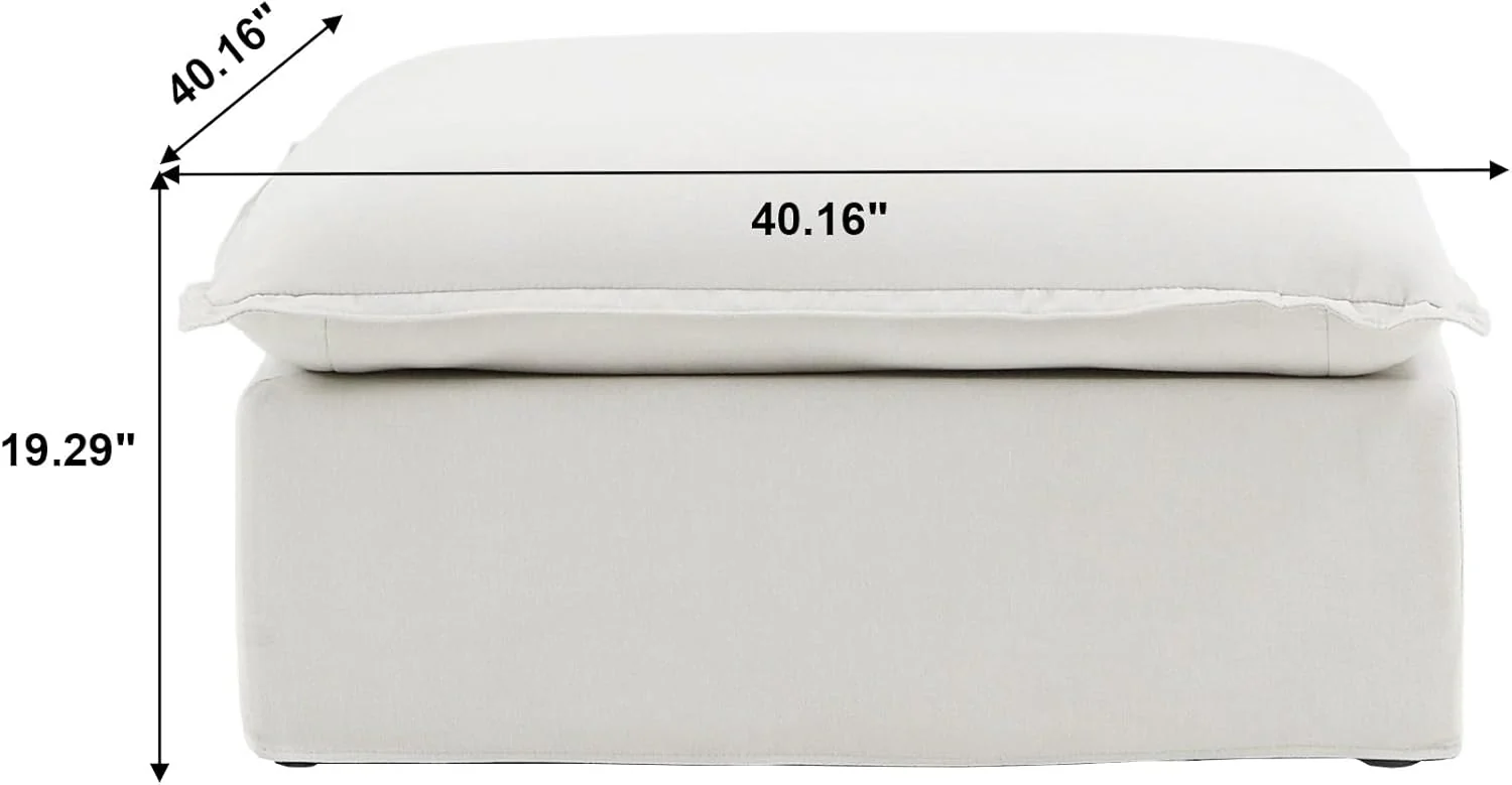 Sabi Modular Boucle Cloud Sofa - Snow White - Single Ottoman - Image 3