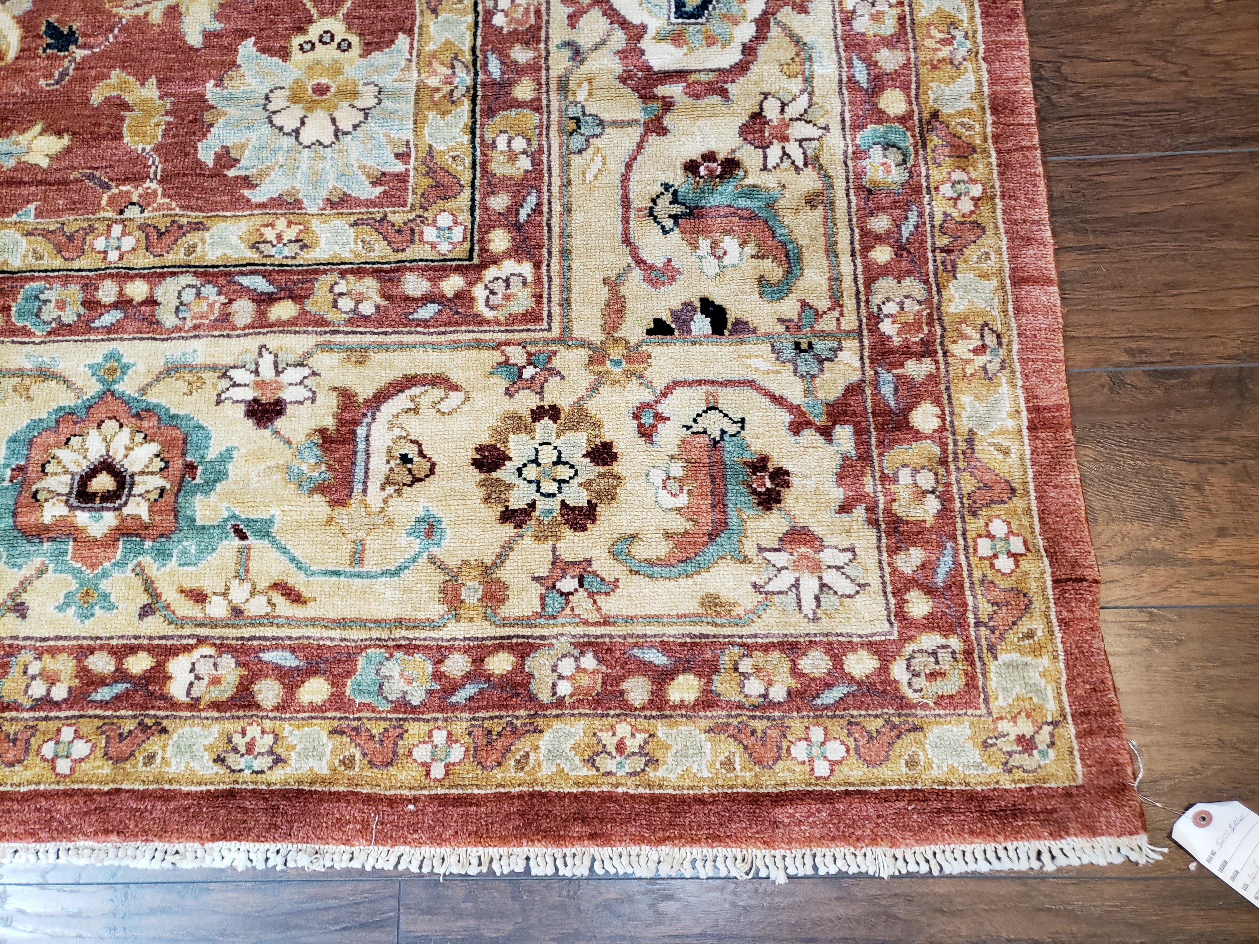 Safavieh Room Sized Rug 10x14, Wool Hand-Knotted Auburn Red & Light Gold Egyptian Mahal Oriental Carpet, 10 x 14 Large Living Room Rug - Image 9