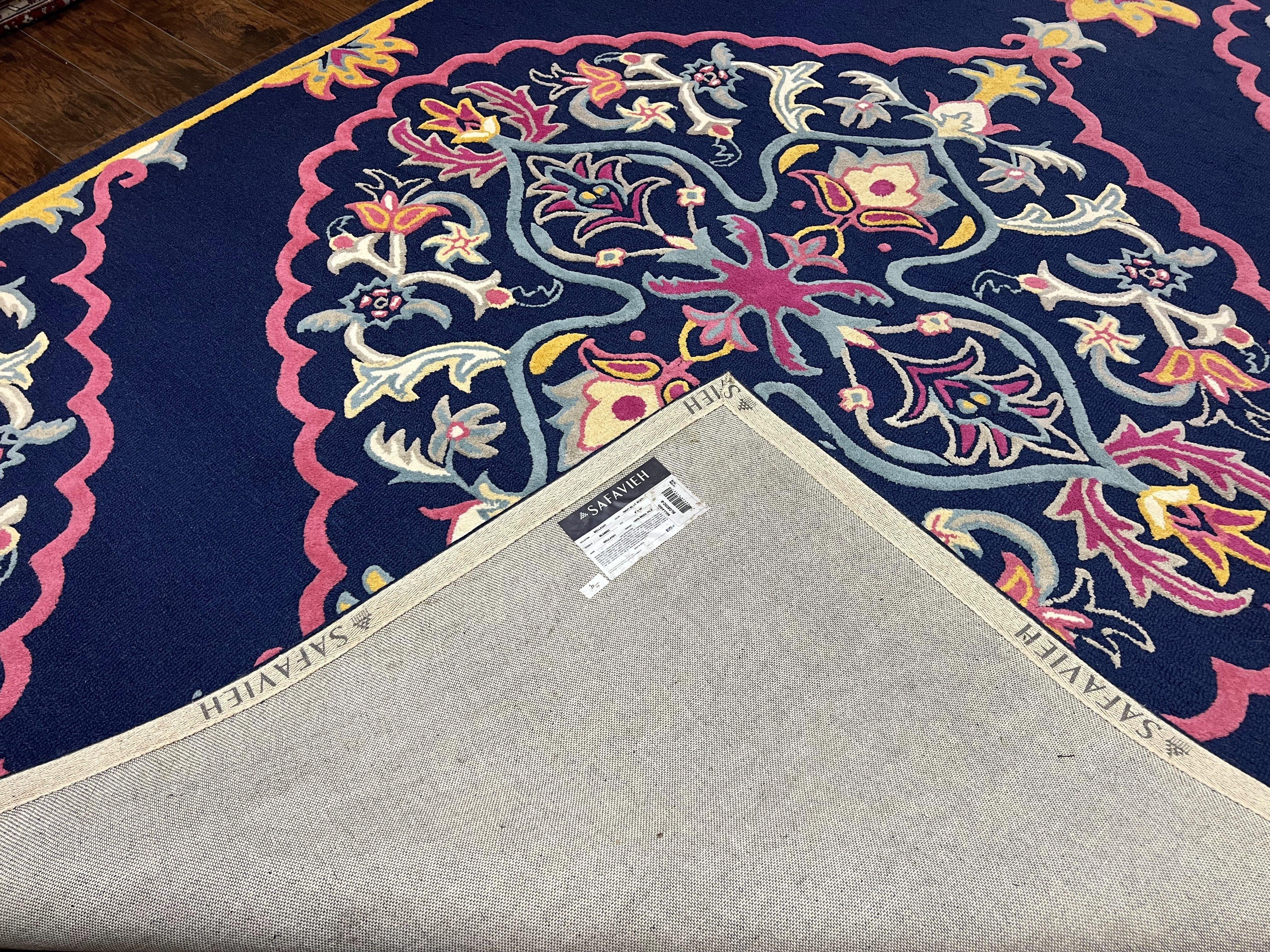 Safavieh Rug 8x10 Belagio Collection, Navy Blue Pink Yellow, Power-Loomed Wool Carpet, Floral Area Rug, Modern Rug, Room Sized 8 x 10 ft Rug - Image 11