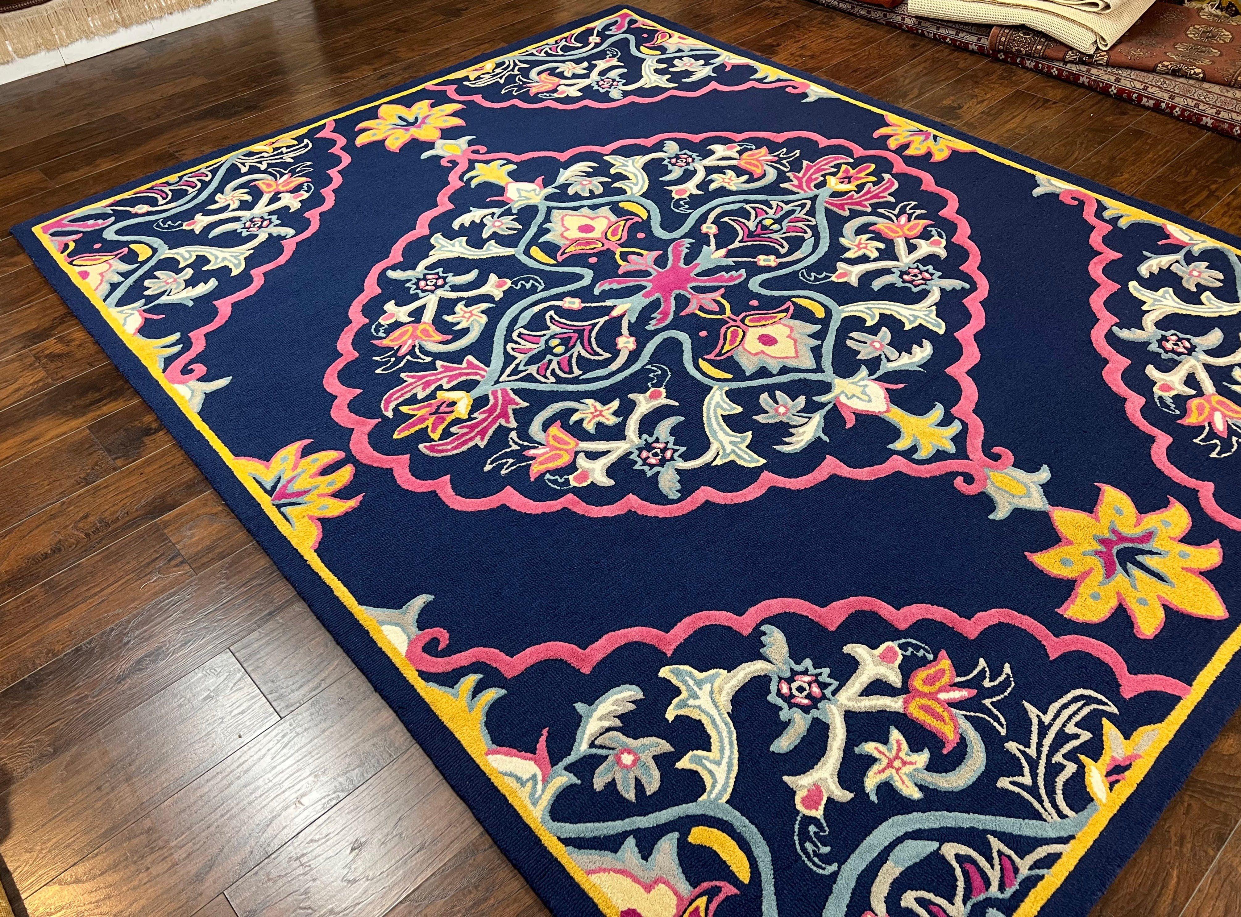 Safavieh Rug 8x10 Belagio Collection, Navy Blue Pink Yellow, Power-Loomed Wool Carpet, Floral Area Rug, Modern Rug, Room Sized 8 x 10 ft Rug - Image 12