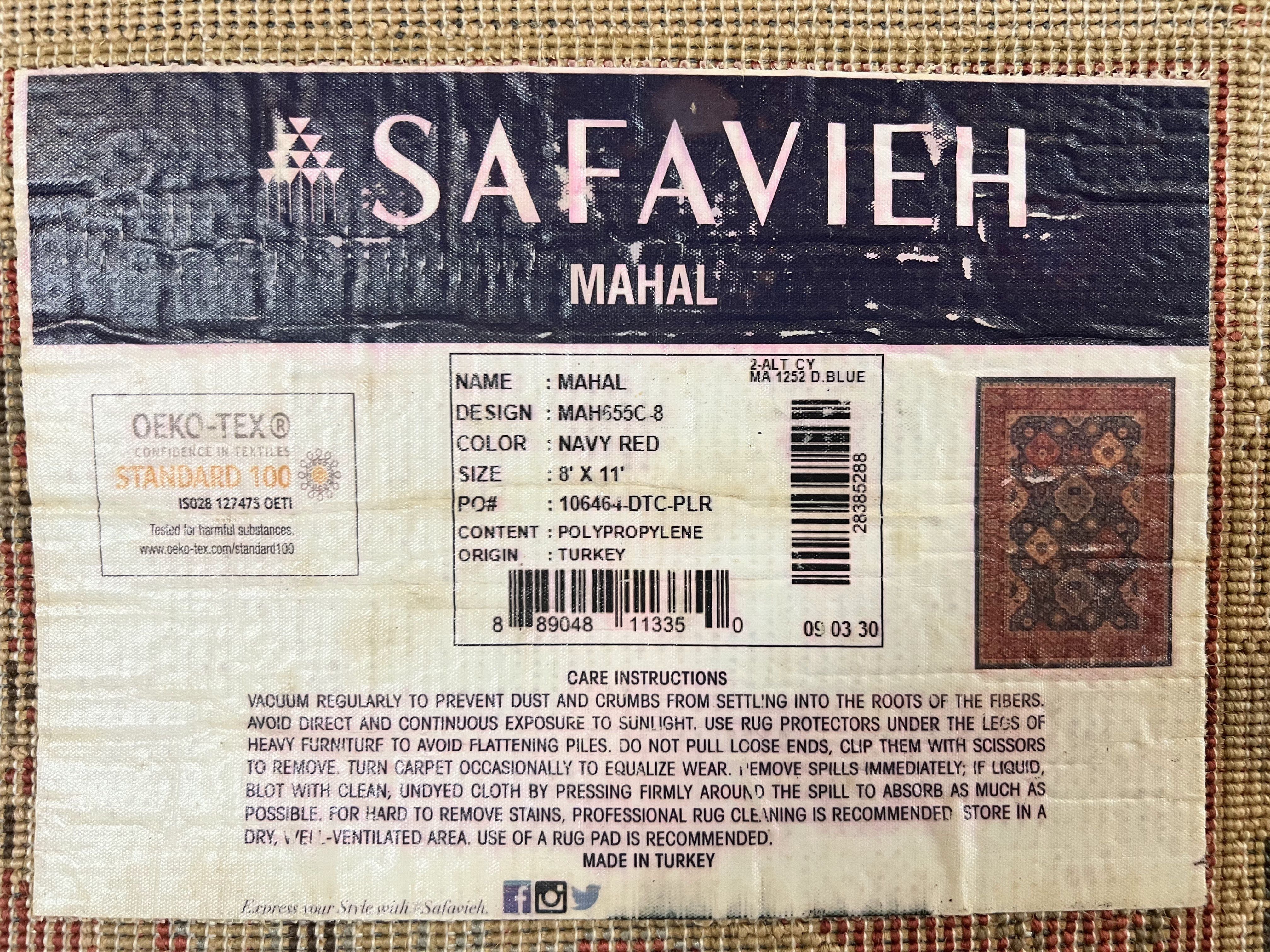 Safavieh Rug 8x11, Mahal Persian Carpet, Navy Red - Image 11