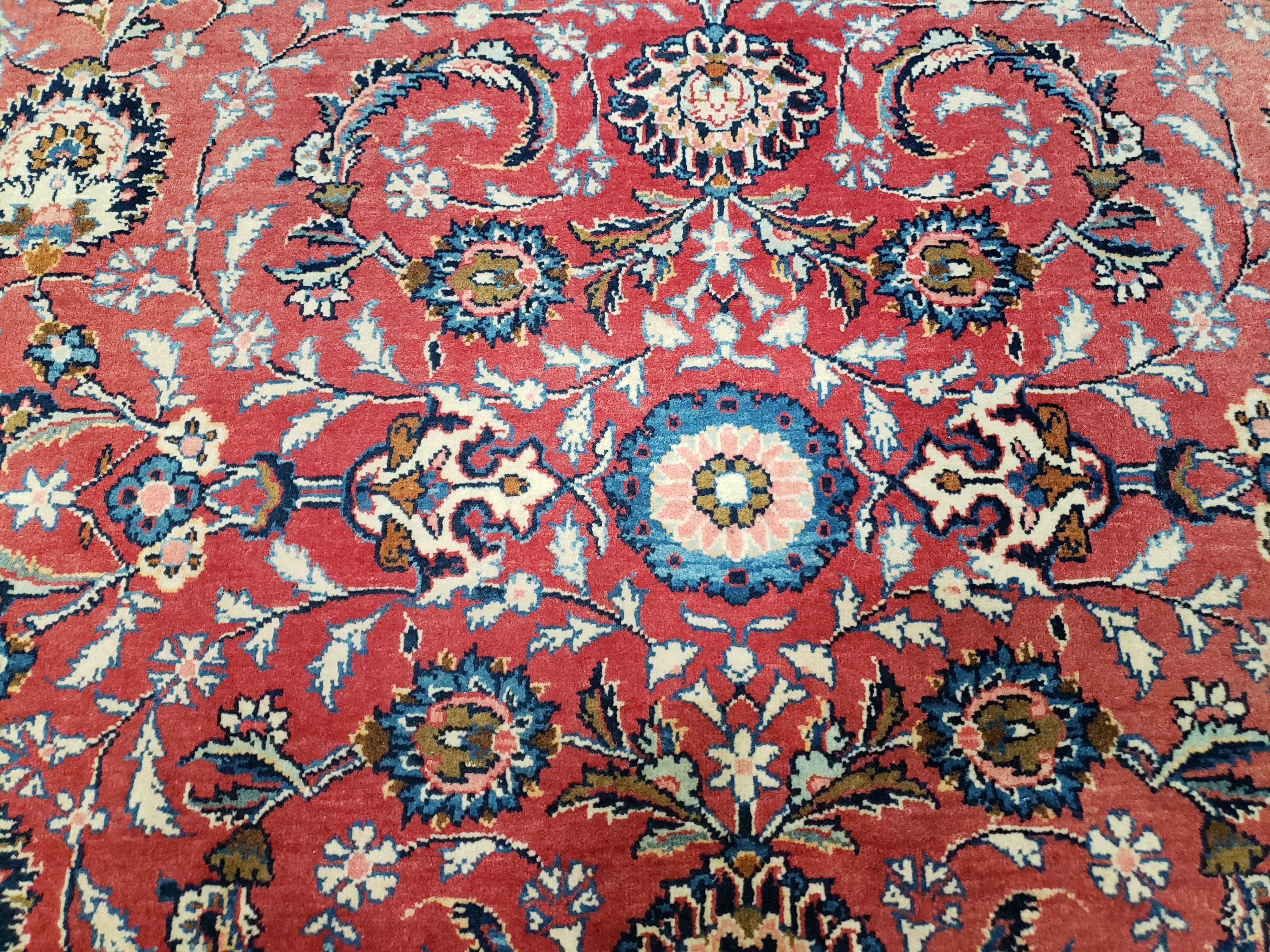Semi Antique Persian Kashan Rug, Red & Beige, Hand-Knotted, Wool, 4'7" x 6' 6", Pair B - Image 3