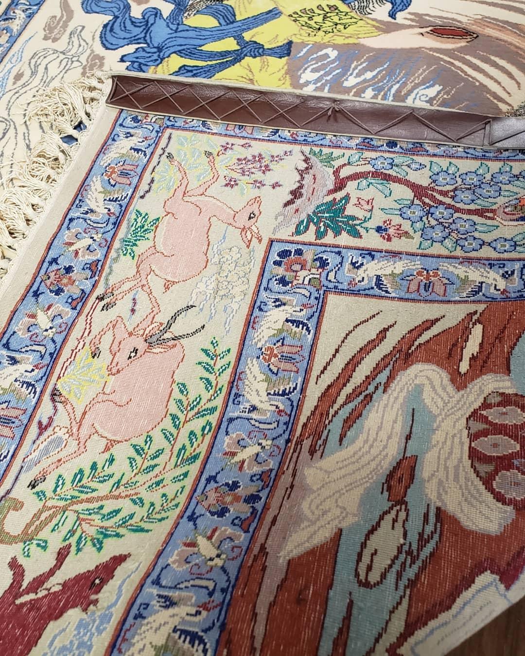 Semi Antique Persian Pictorial Rug 3'6" x 6", Angel Speaking to Prophet, Kork Wool on Silk Foundation, Detailed, Animals, Poetry, Wall Hanging Rug - Image 10