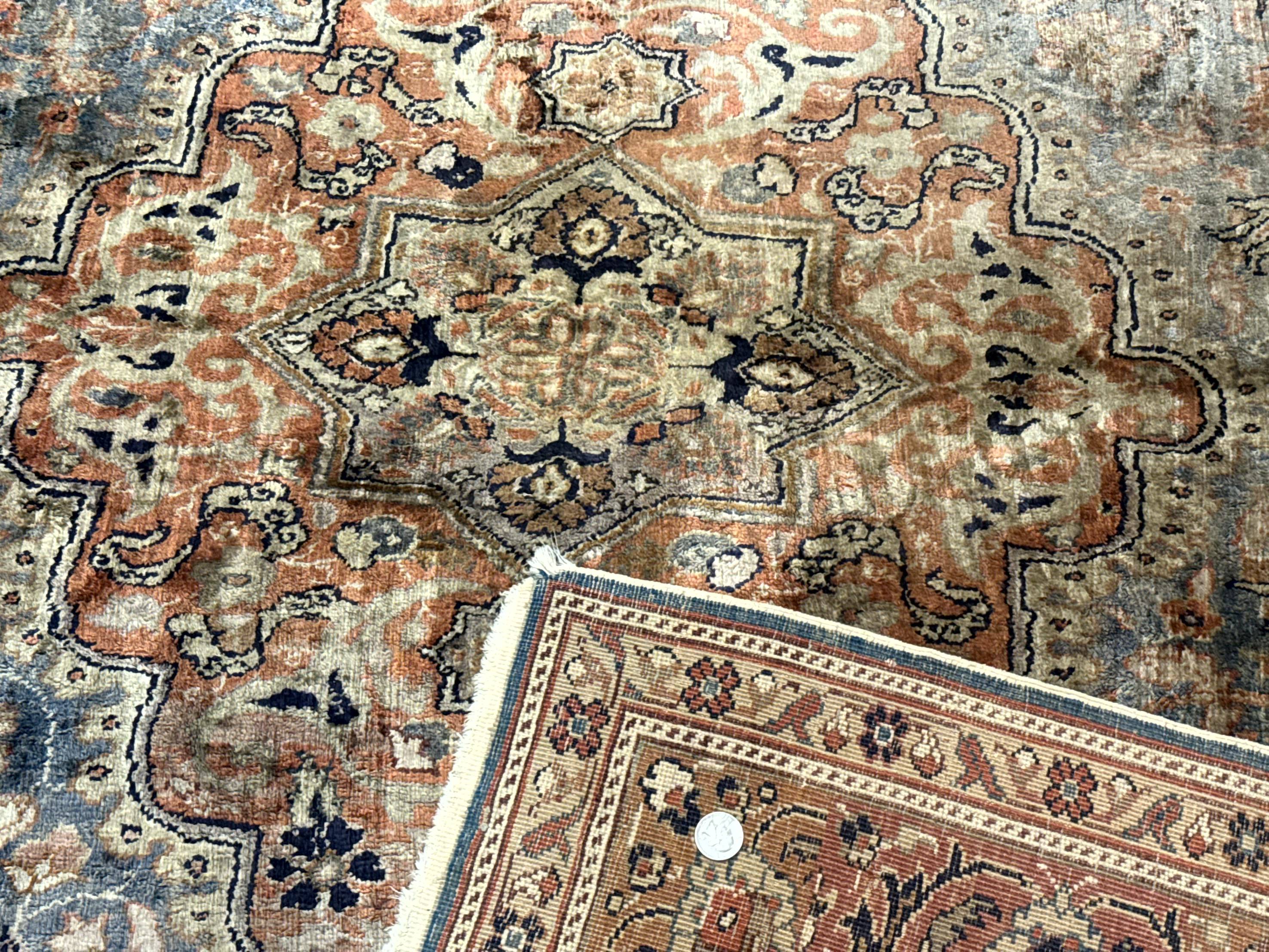Silk Turkish Kayseri Rug 5x7, Light Blue - Image 10