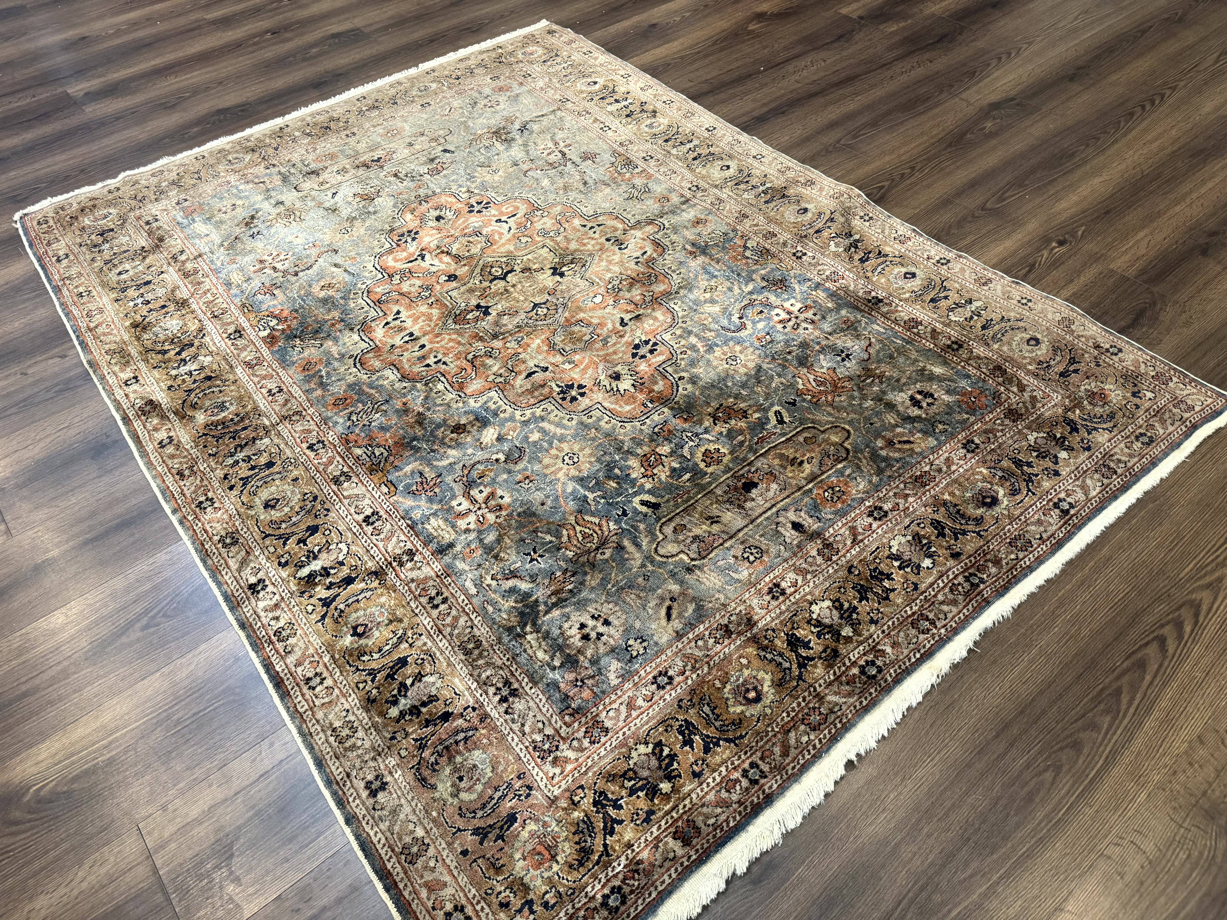 Silk Turkish Kayseri Rug 5x7, Light Blue - Image 12