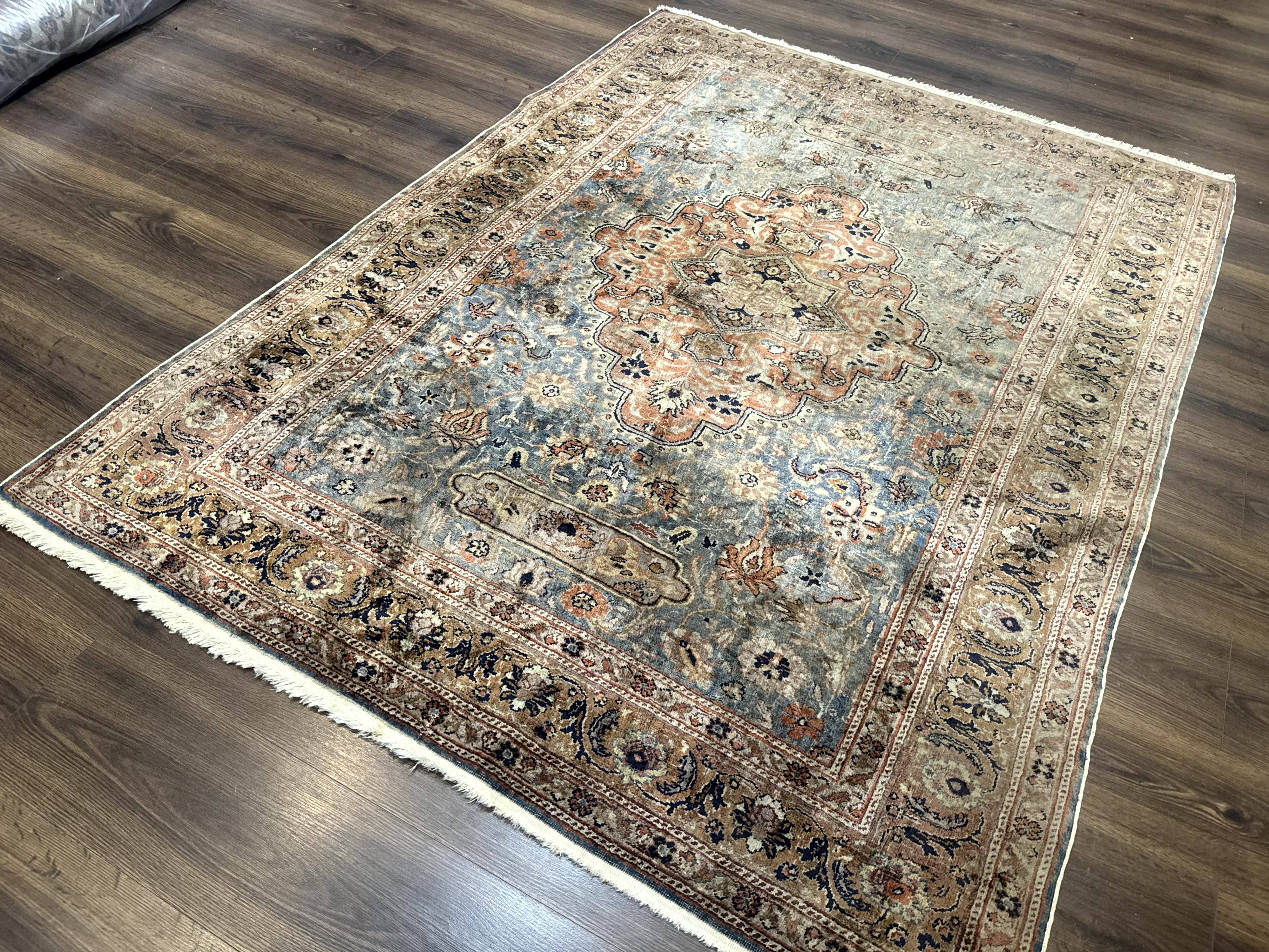 Silk Turkish Kayseri Rug 5x7, Light Blue - Image 2