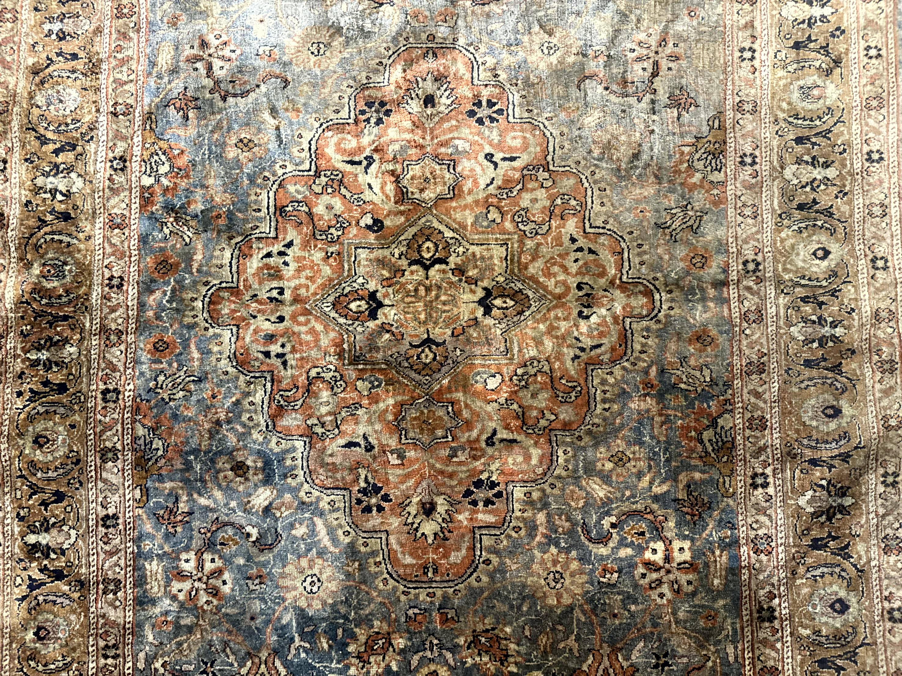 Silk Turkish Kayseri Rug 5x7, Light Blue - Image 4