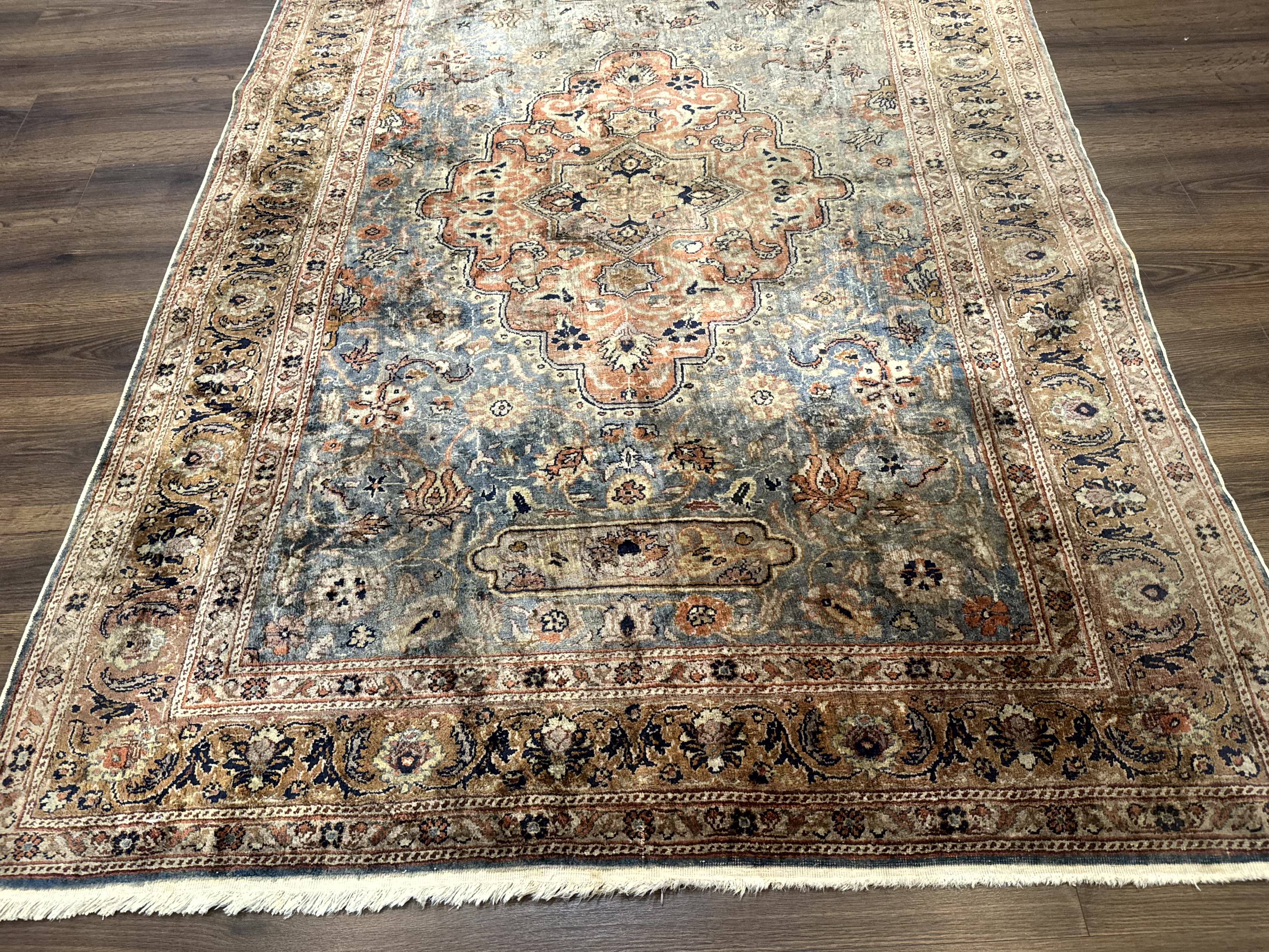 Silk Turkish Kayseri Rug 5x7, Light Blue - Image 5
