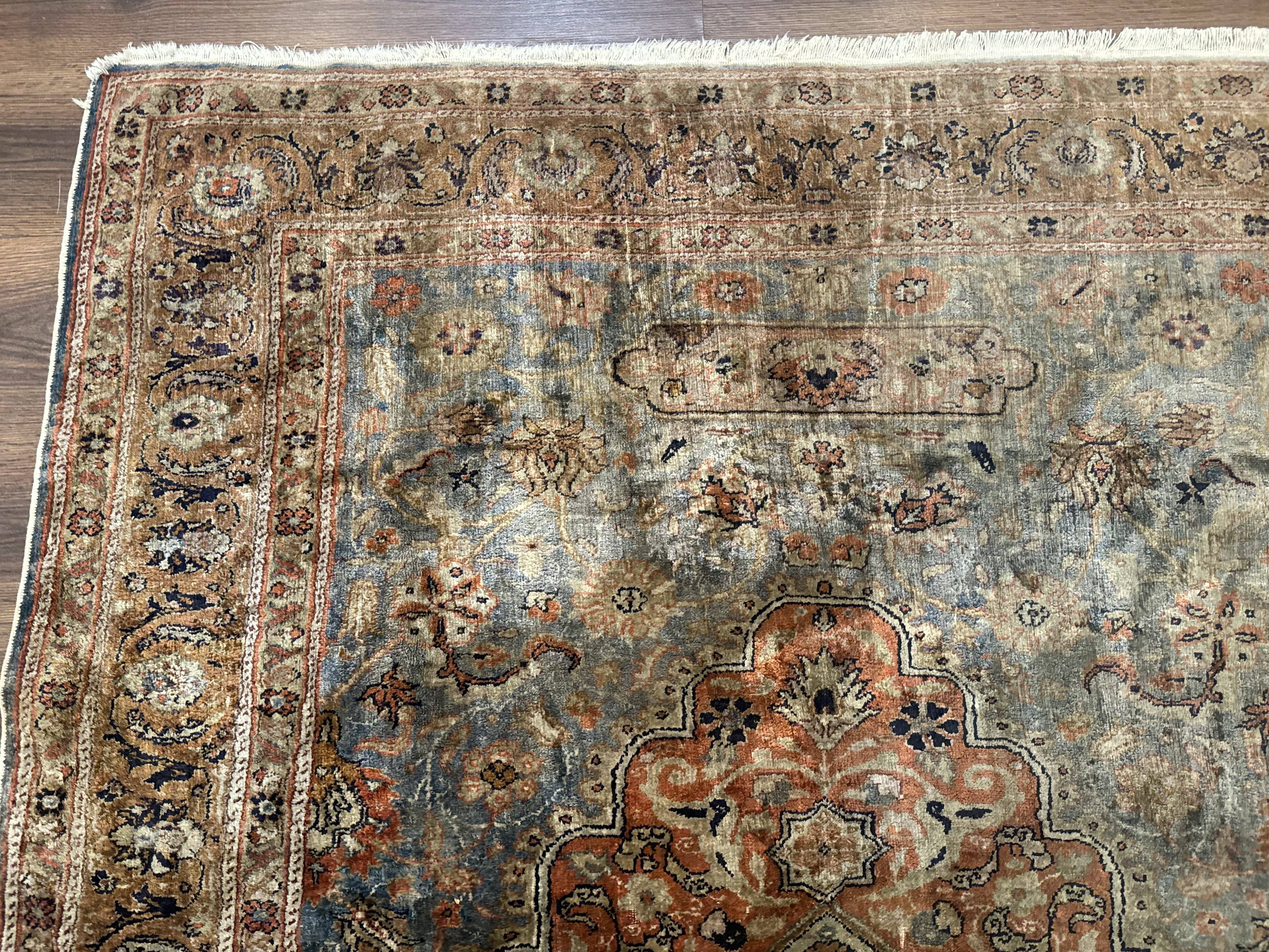 Silk Turkish Kayseri Rug 5x7, Light Blue - Image 6
