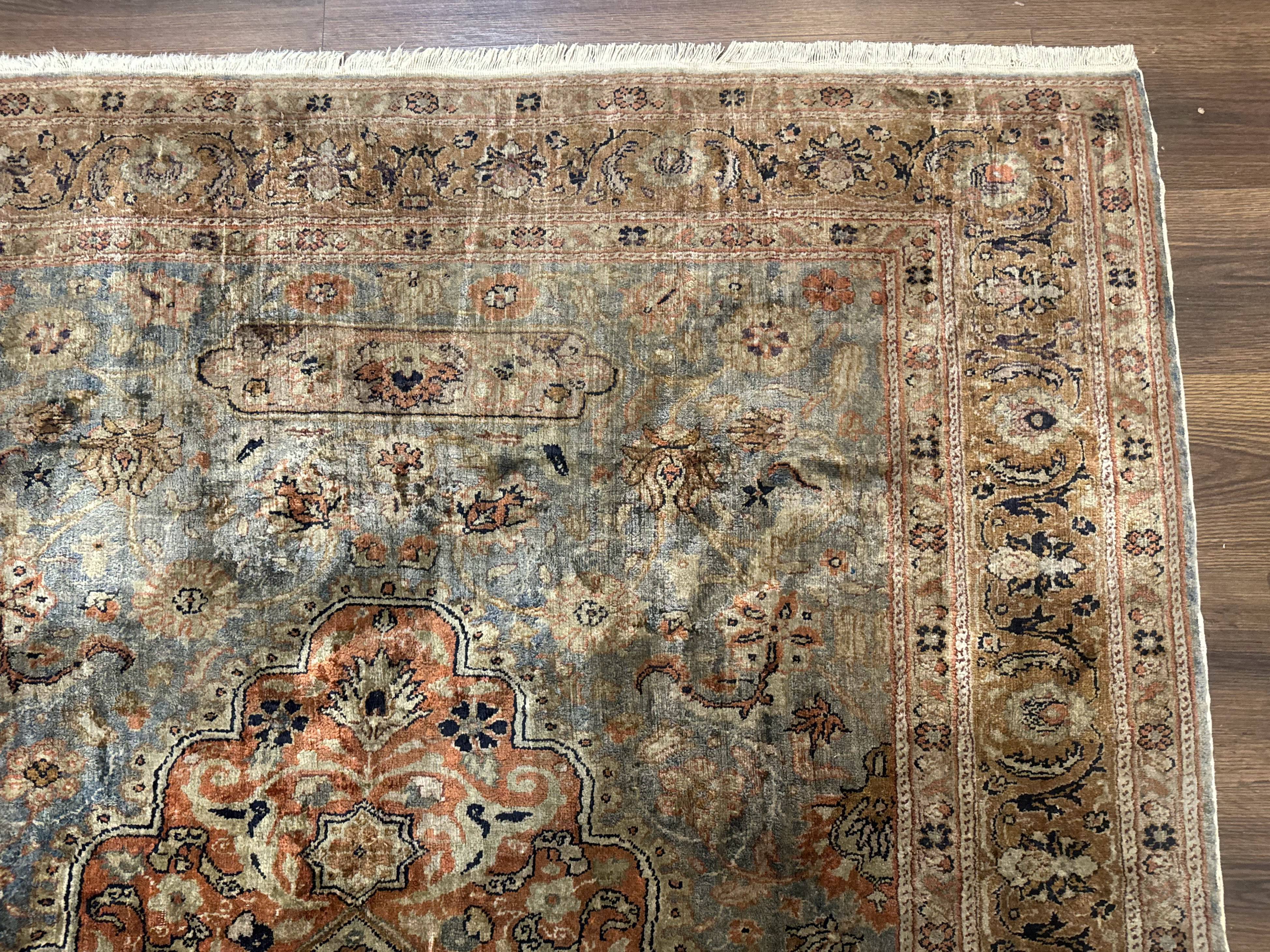 Silk Turkish Kayseri Rug 5x7, Light Blue - Image 7