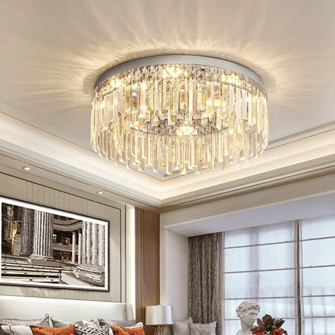 Silver Round Crystal Ceiling Lamp - Image 11
