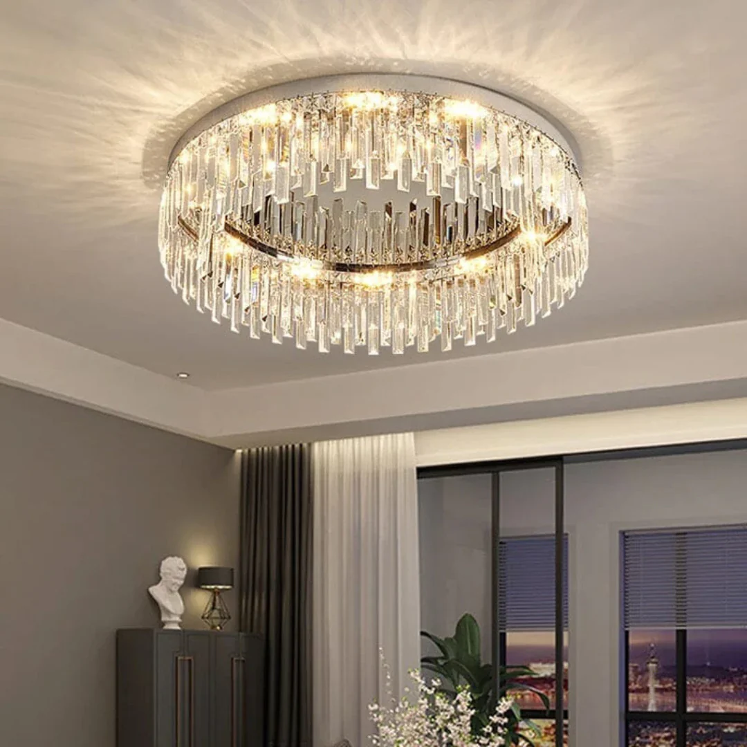 Silver Round Crystal Ceiling Lamp - Image 12