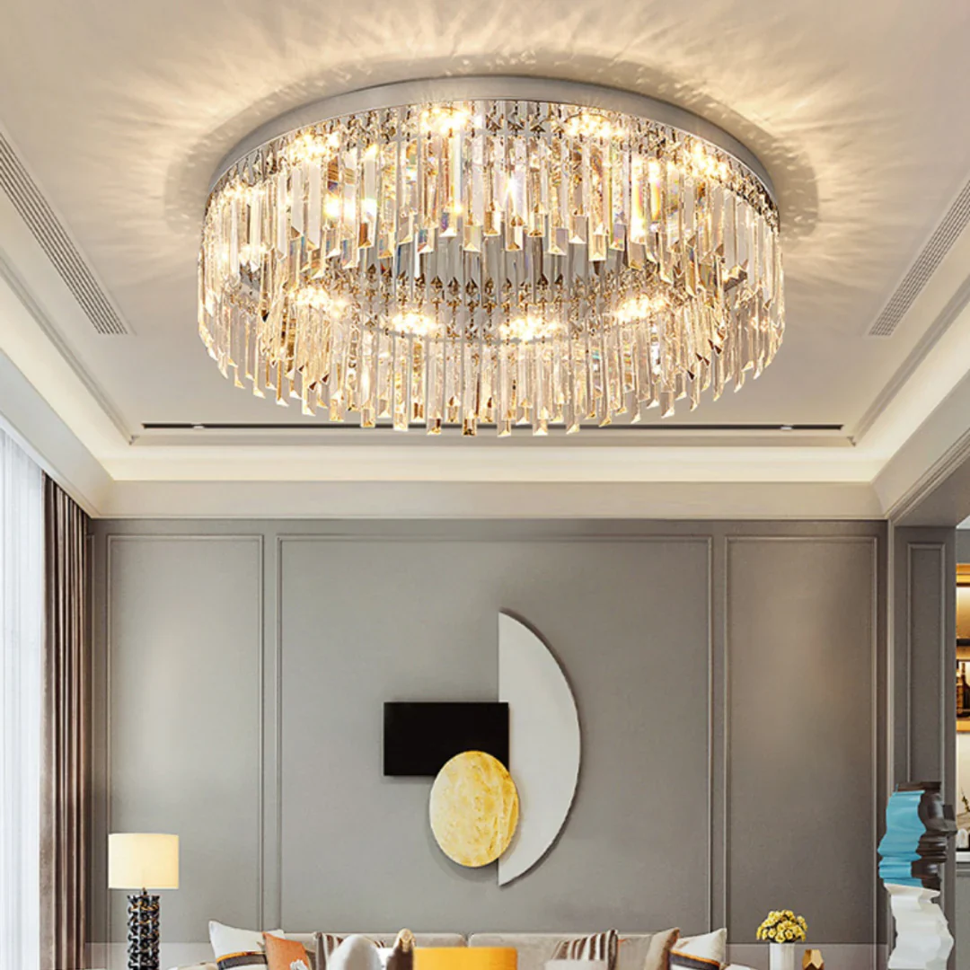 Silver Round Crystal Ceiling Lamp - Image 15