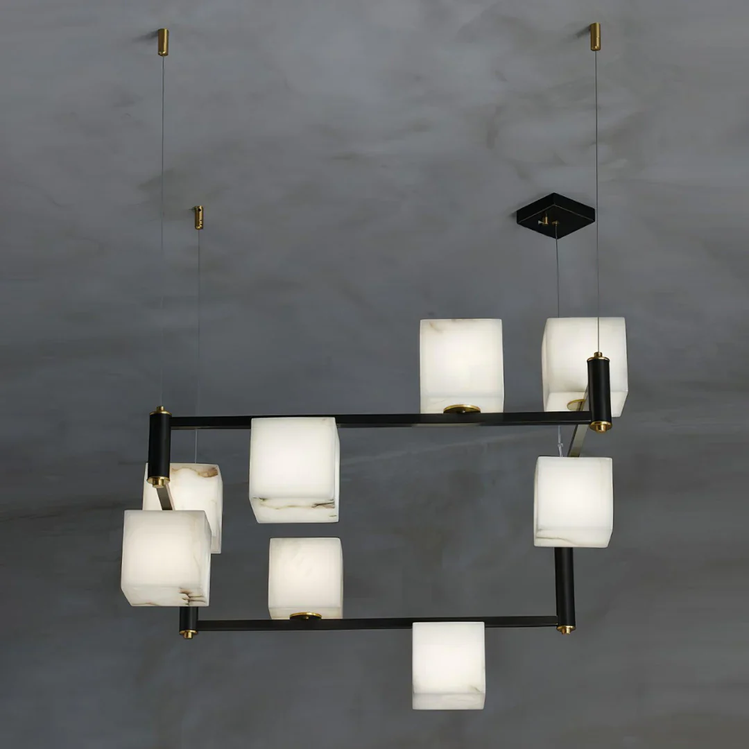 Simple Alabaster Square Box Chandelier - Image 16