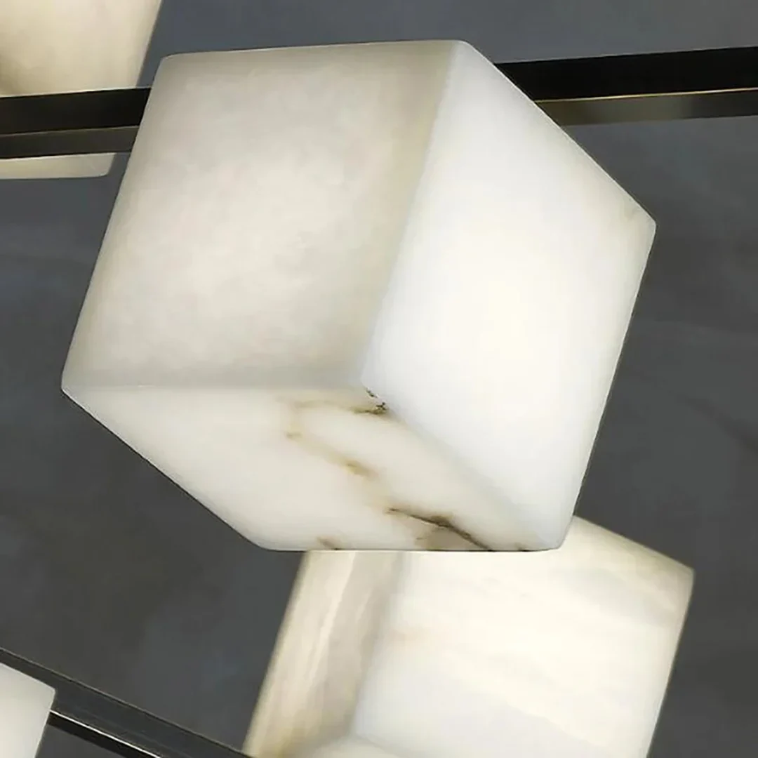 Simple Alabaster Square Box Chandelier - Image 20