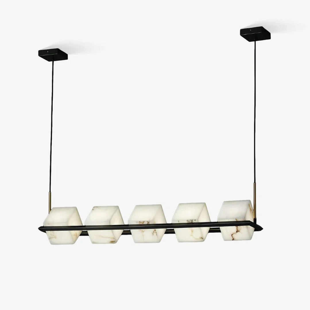 Simple Alabaster Square Box Chandelier - Image 22