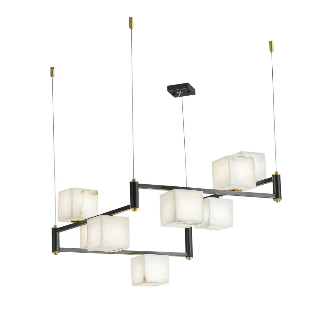 Simple Alabaster Square Box Chandelier - Image 24