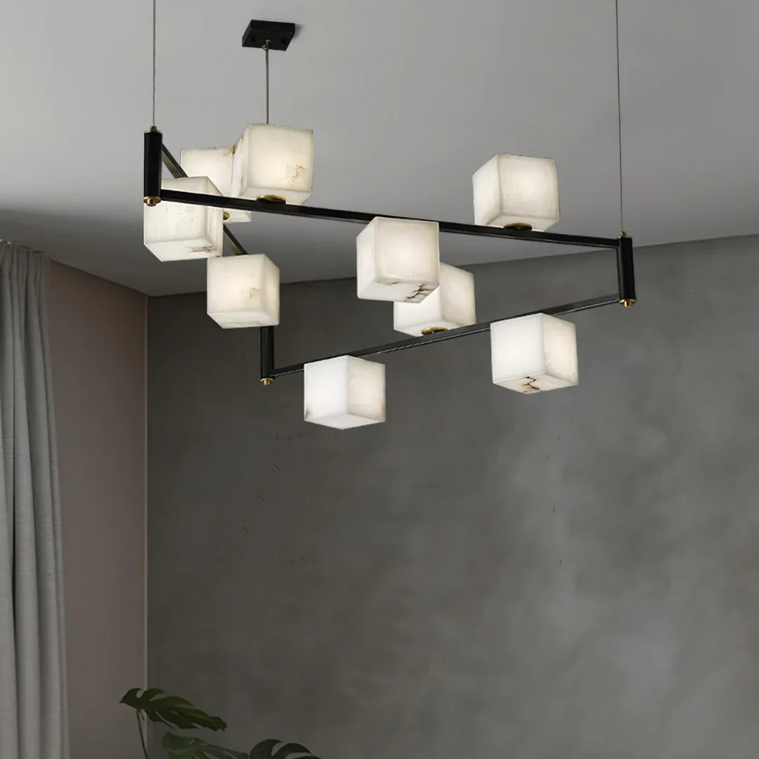 Simple Alabaster Square Box Chandelier - Image 5