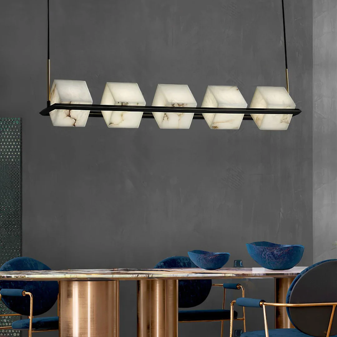 Simple Alabaster Square Box Chandelier - Image 6