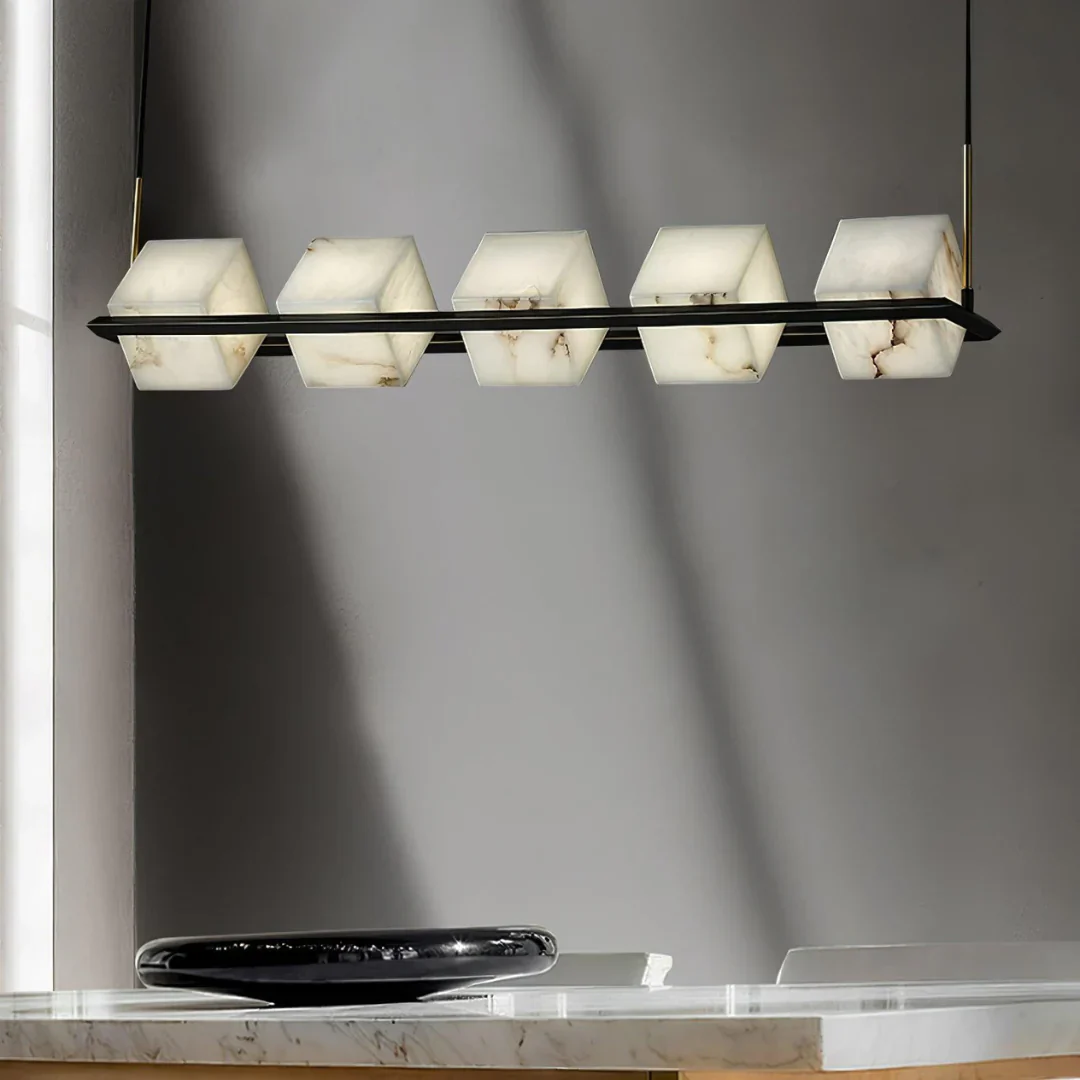 Simple Alabaster Square Box Chandelier - Image 9