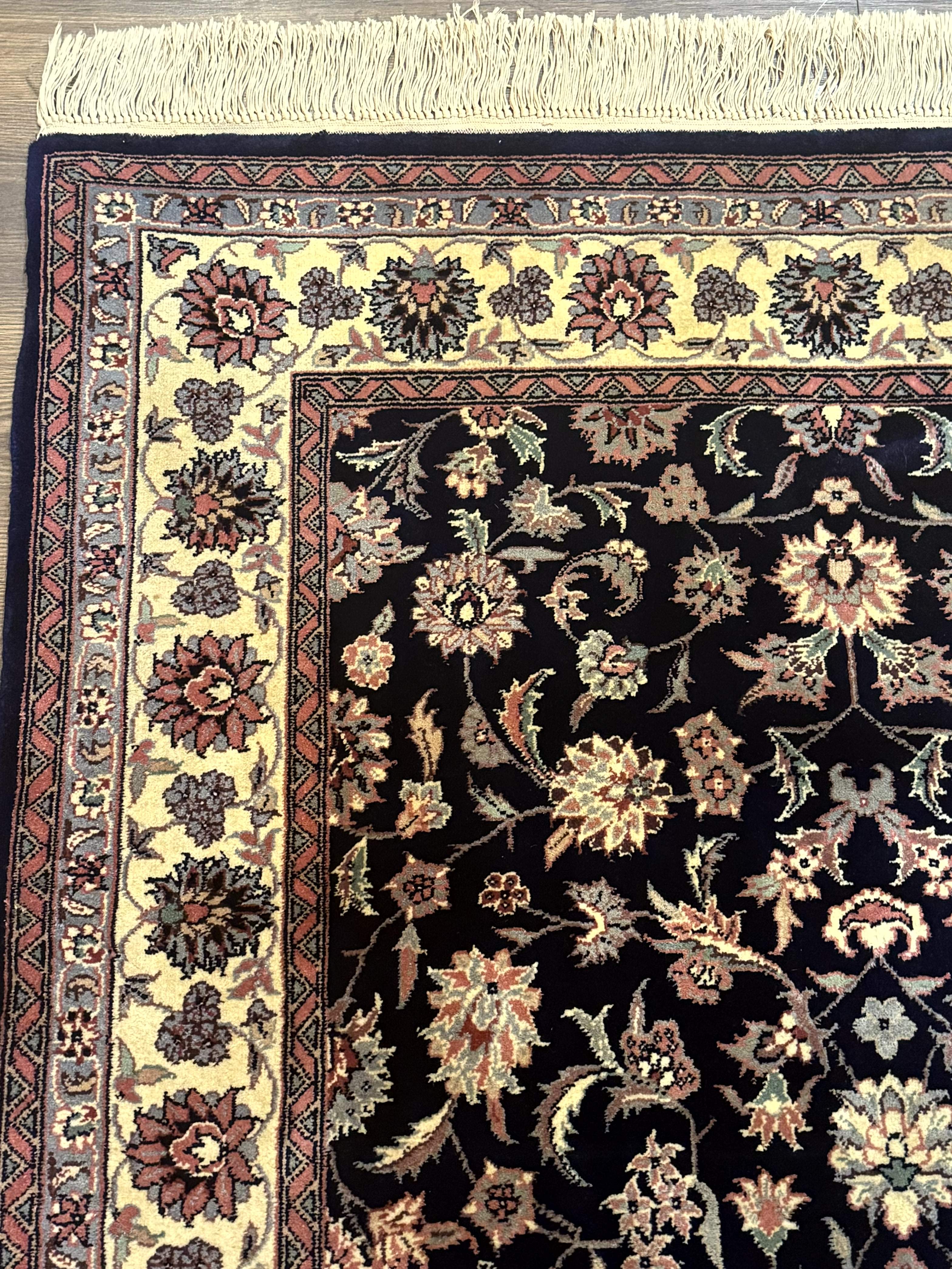 Sino Persian Rug 4x6, Navy Blue and Cream, Floral Allover Oriental Carpet - Image 6