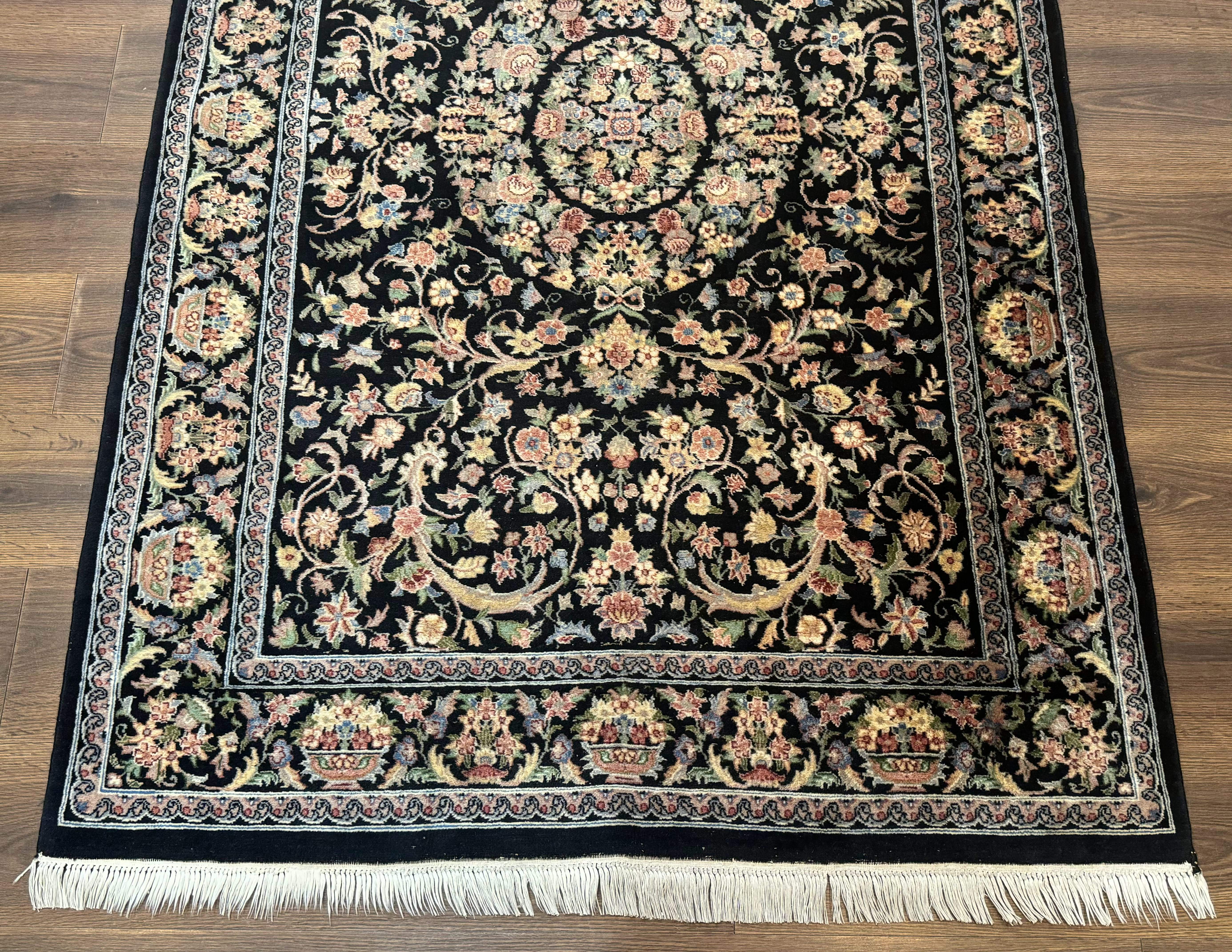 Sino Persian Rug 4x6, Very Fine 260 KPSI, Floral Medallion, Hand Knotted Wool Carpet - Image 5