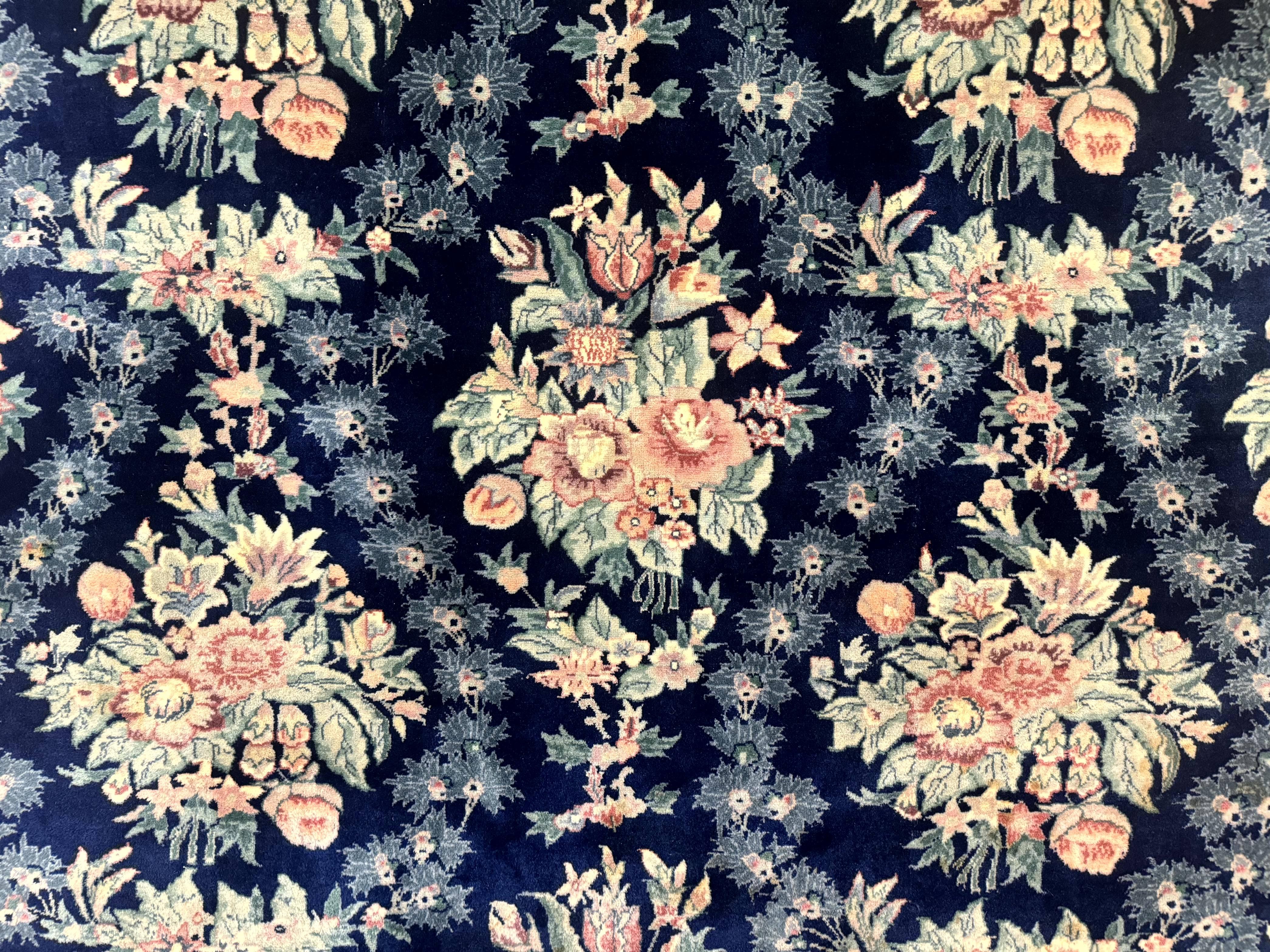 Sino Persian Rug 6x9, Navy Blue, Floral - Image 4