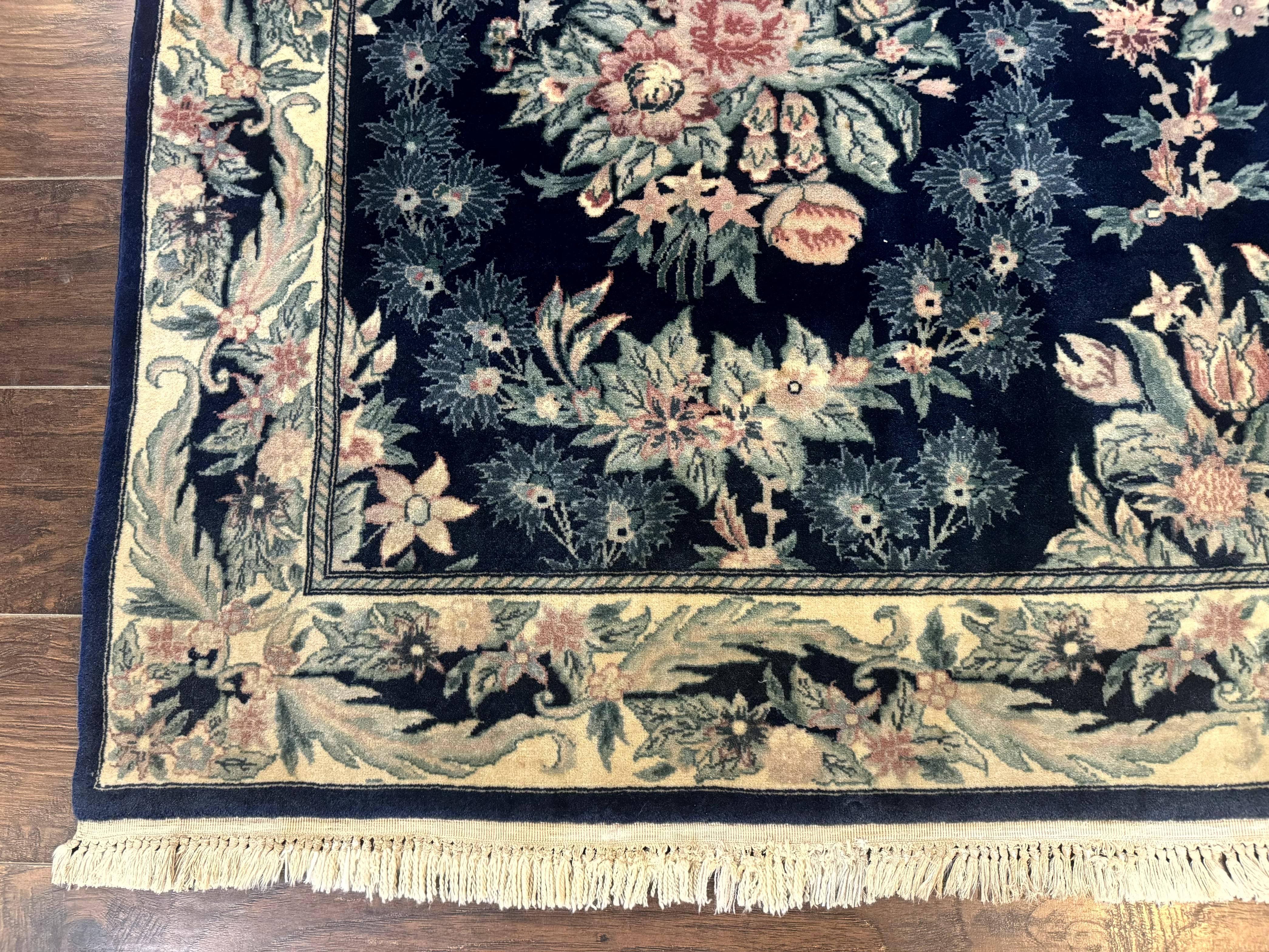 Sino Persian Rug 6x9, Navy Blue, Floral - Image 8