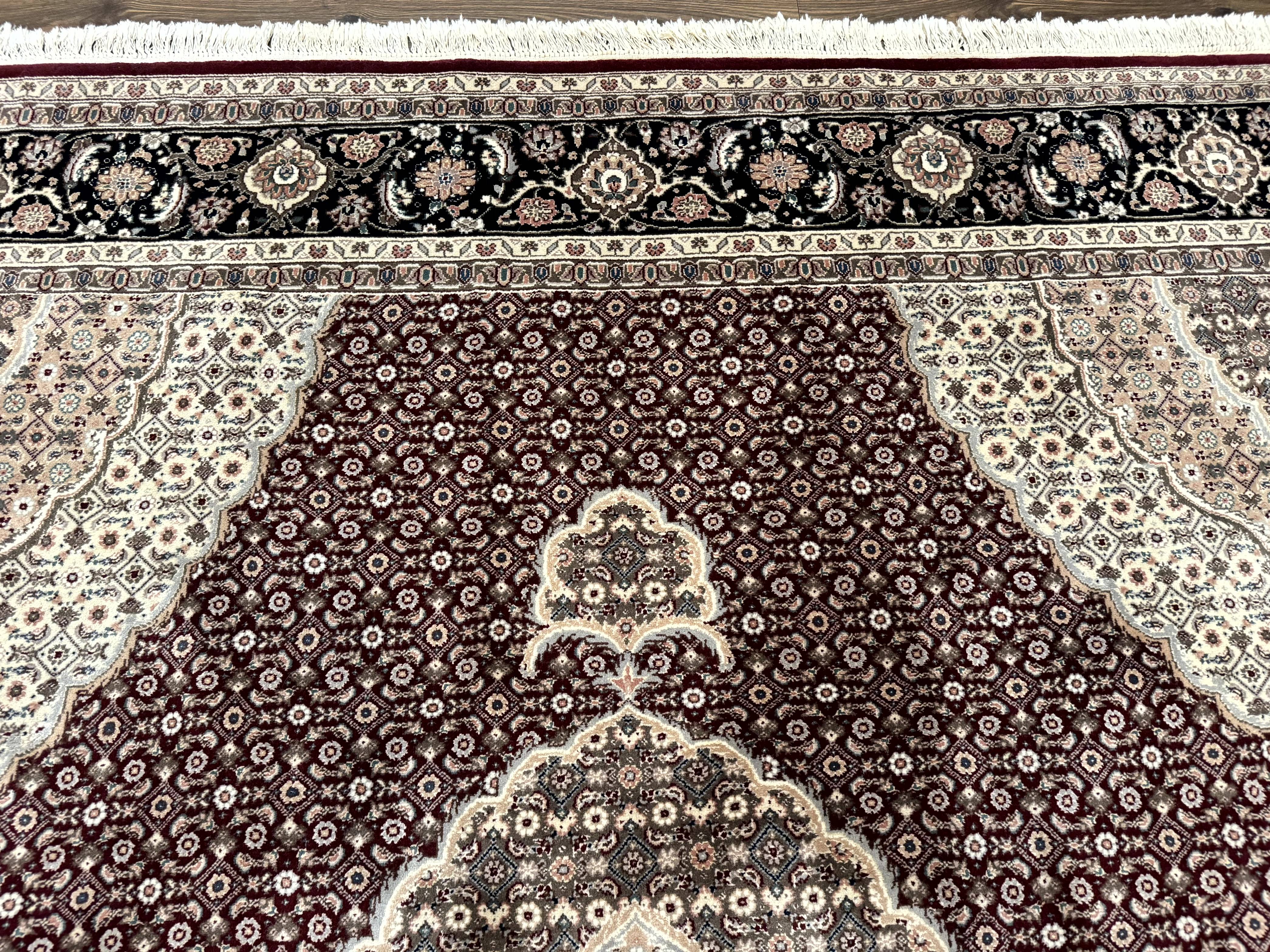 Sino Persian Rug 8x10, Herati, Elegant Oriental Carpet, Dark Maroon - Image 3
