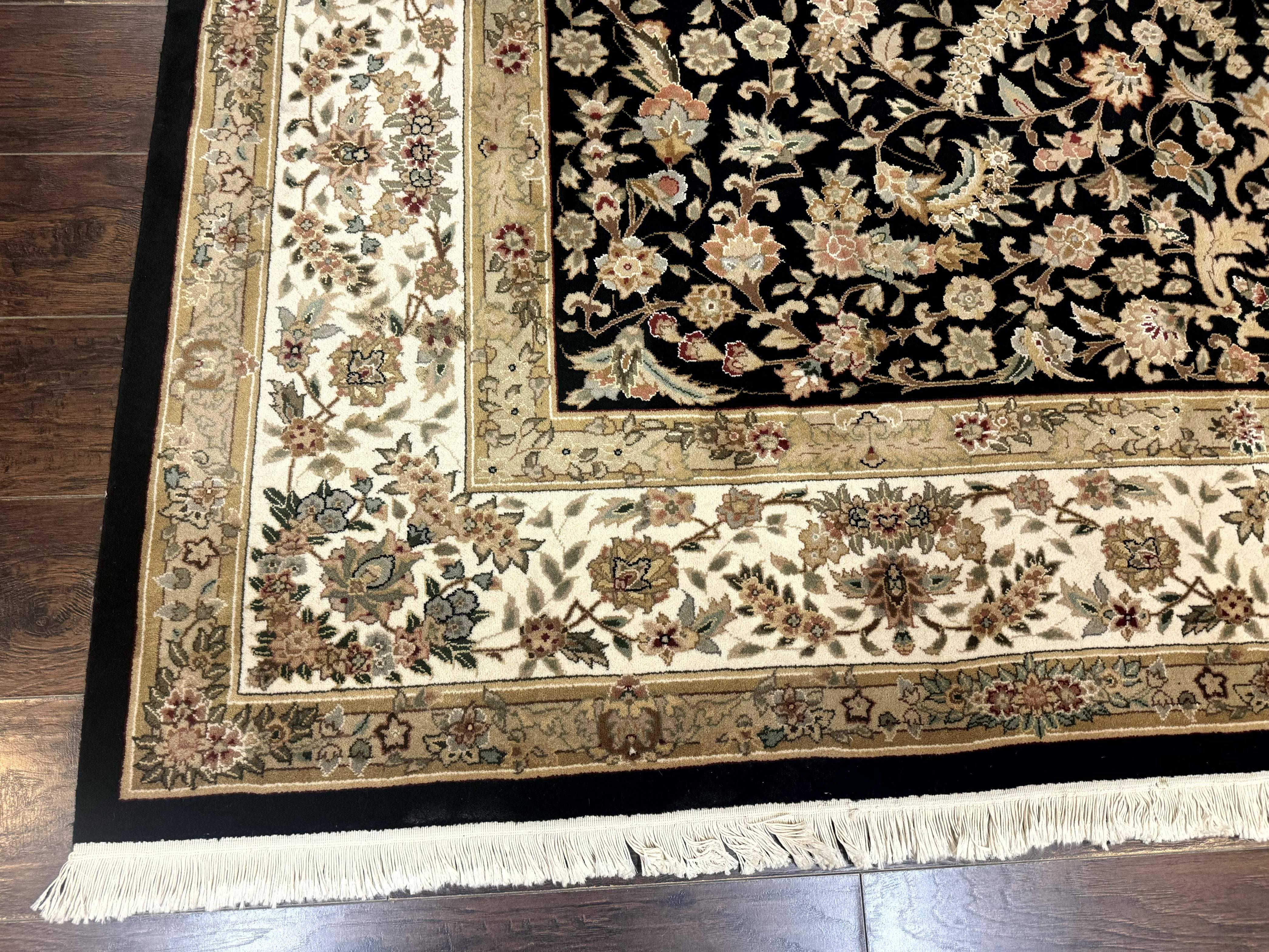 Sino Persian Rug 9x12, Floral Medallion, Black and Ivory, Elegant - Image 8