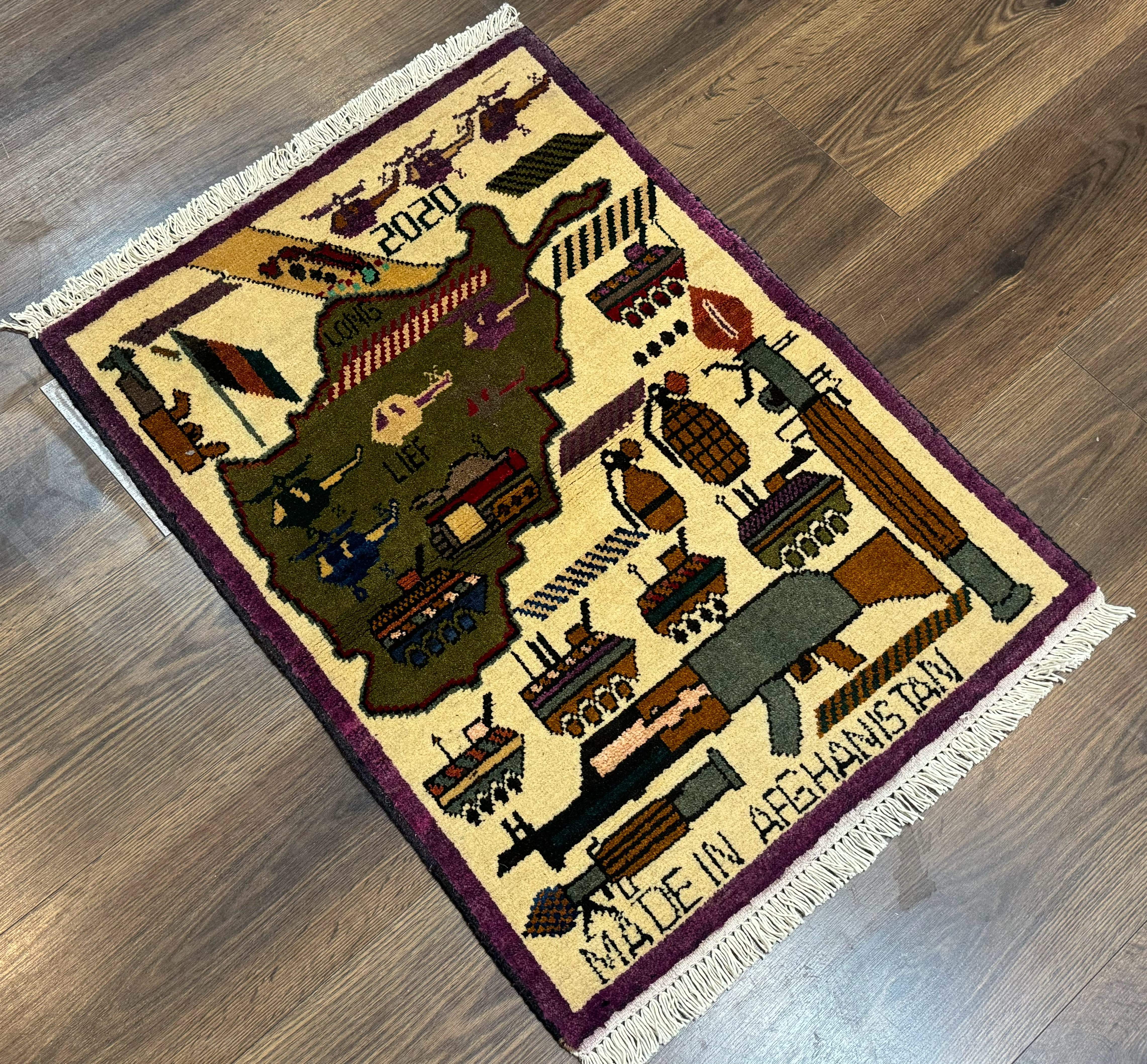 Small Afghan War Rug, Collectible, Wool - Image 2
