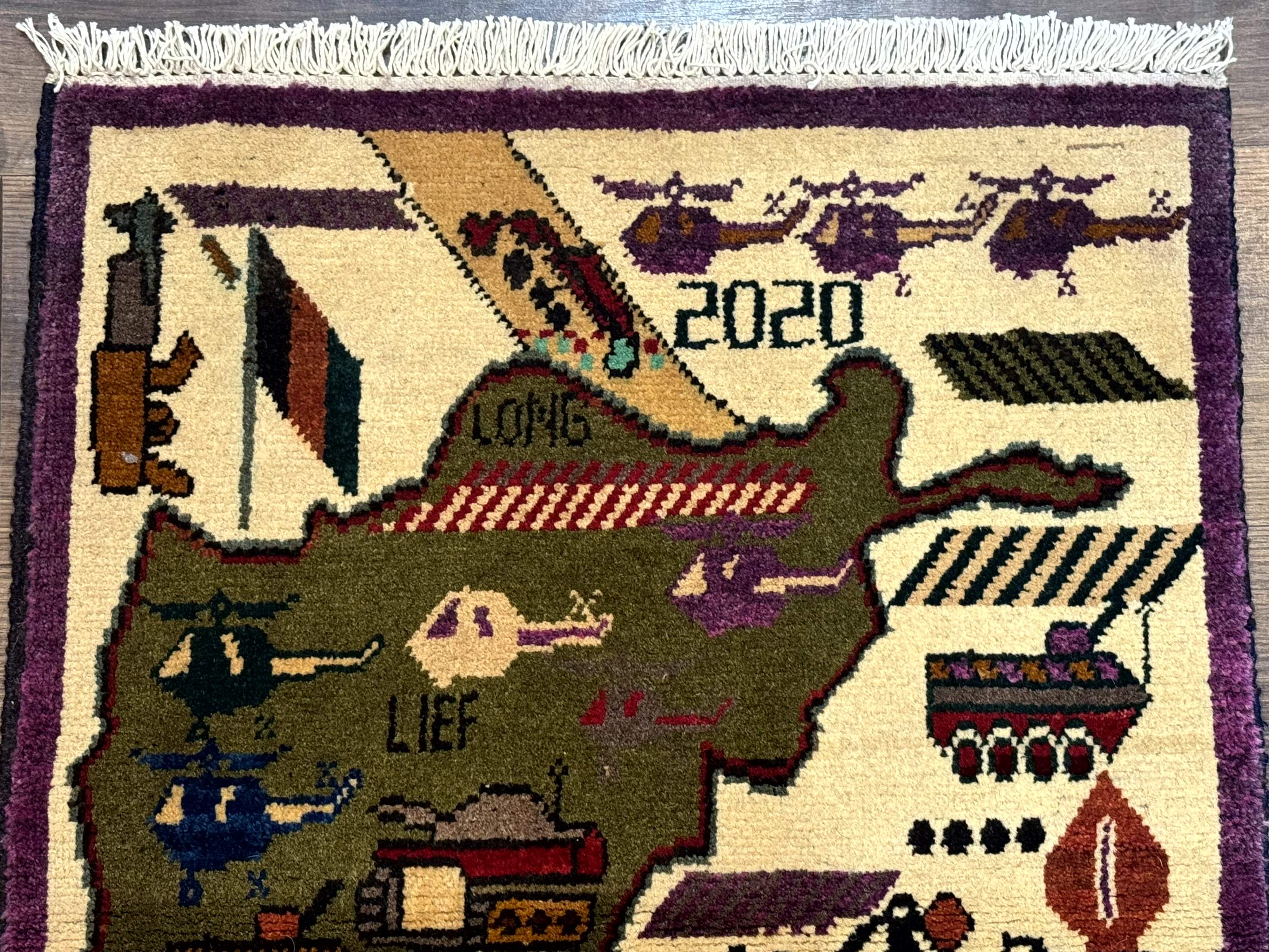 Small Afghan War Rug, Collectible, Wool - Image 3