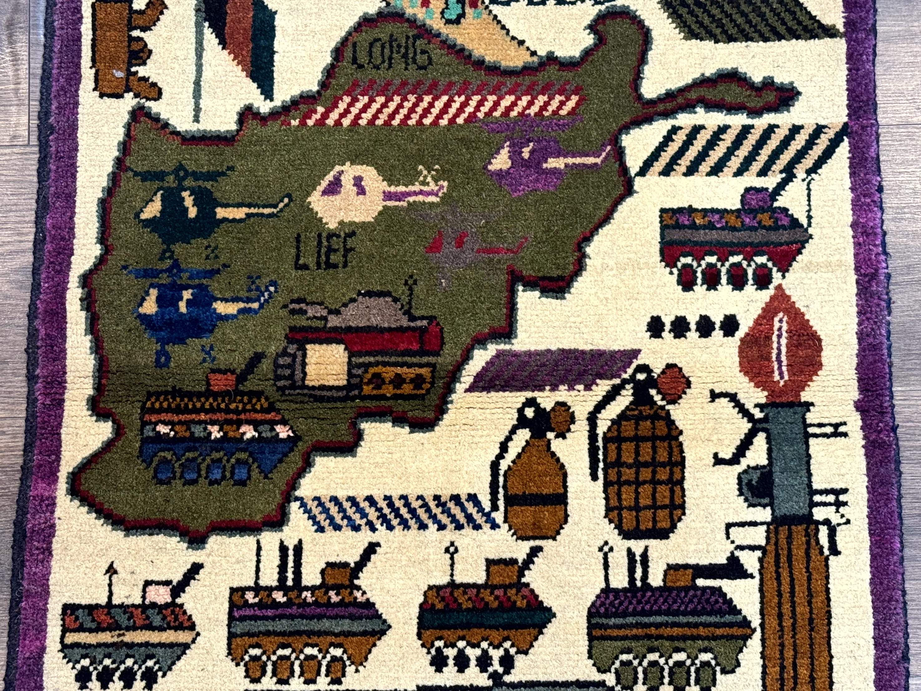 Small Afghan War Rug, Collectible, Wool - Image 4
