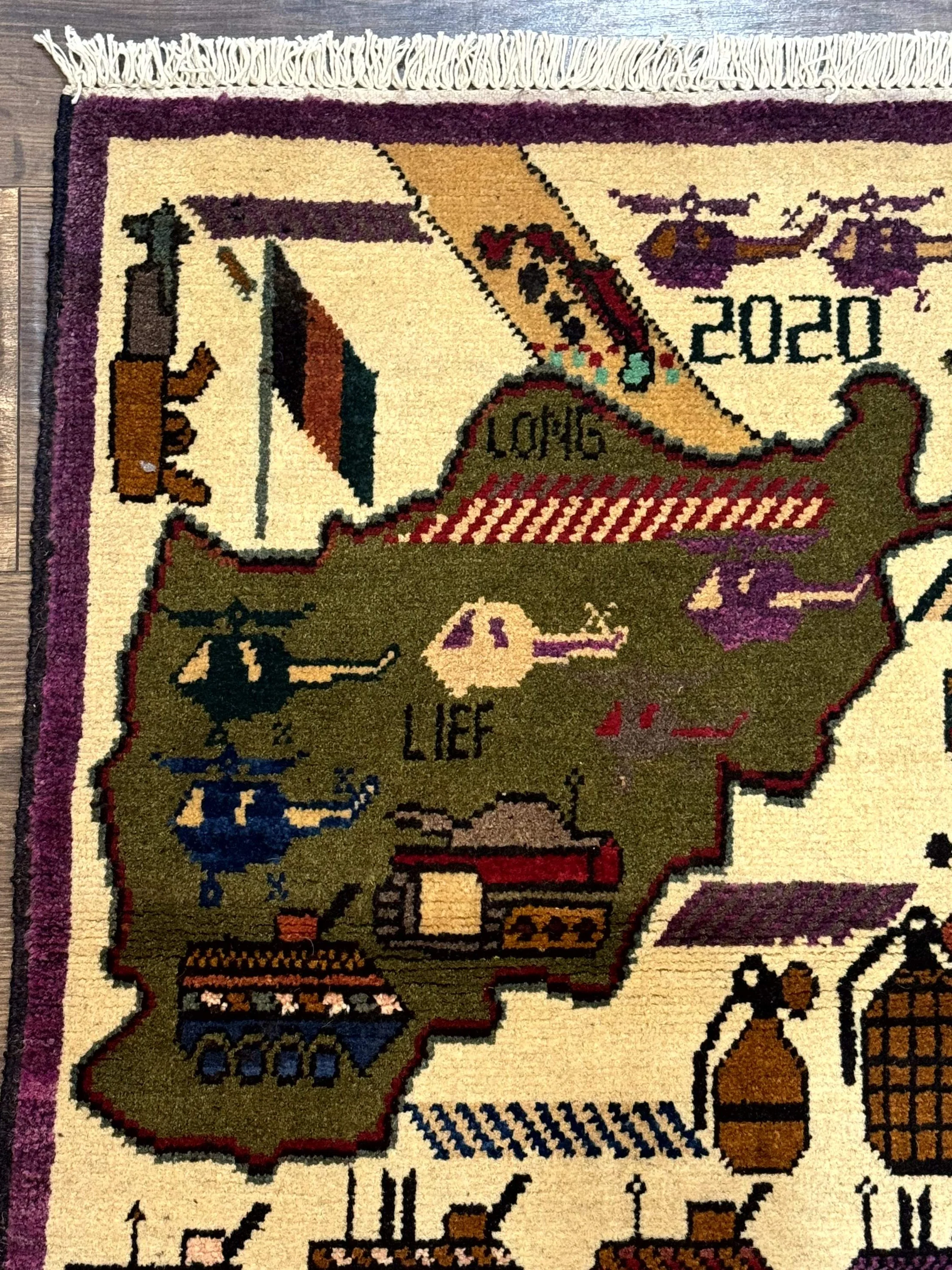 Small Afghan War Rug, Collectible, Wool - Image 6