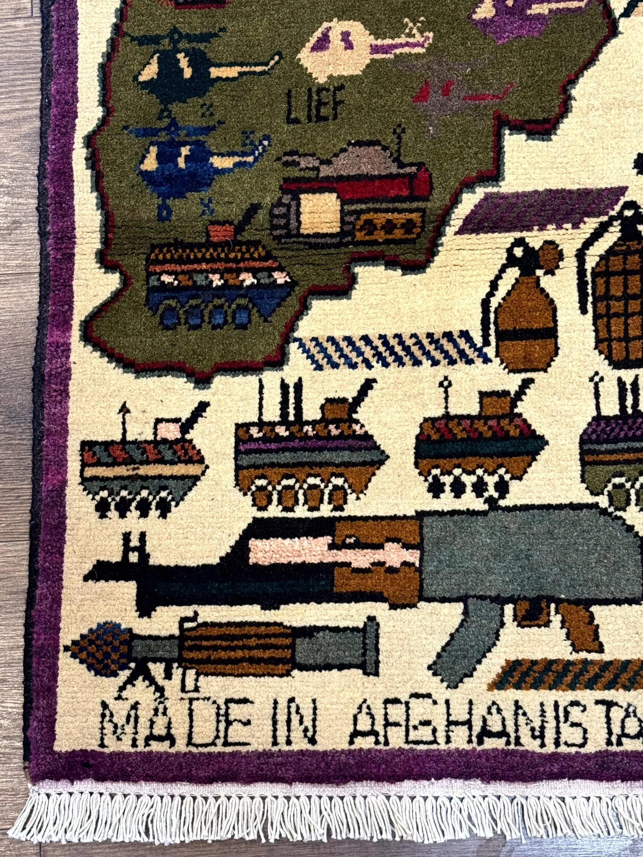 Small Afghan War Rug, Collectible, Wool - Image 8