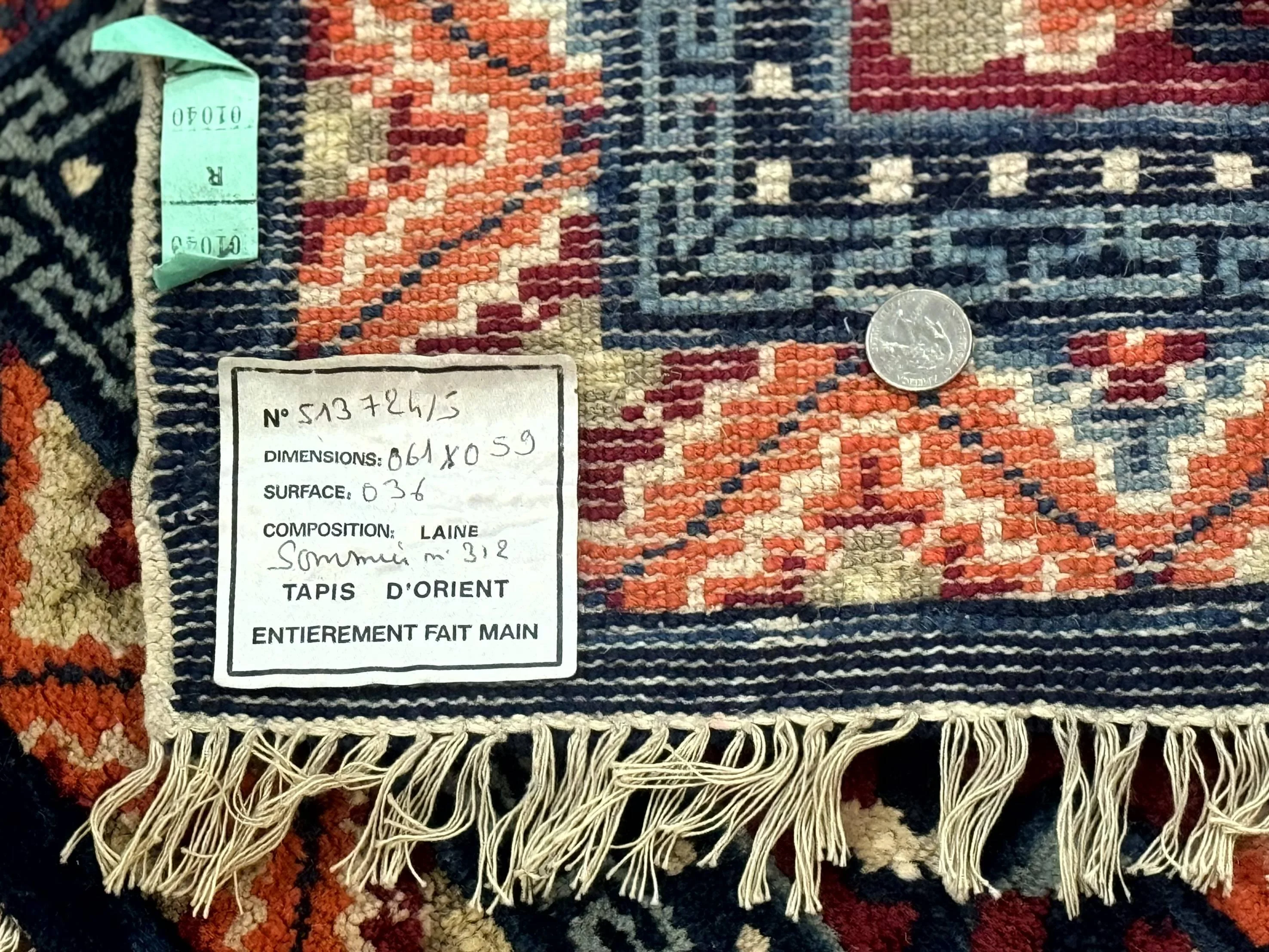 Small Antique Chinese Square Rug 2x3, Tibetan Rug, Red Orange Blue, 1920s Rug - Image 10