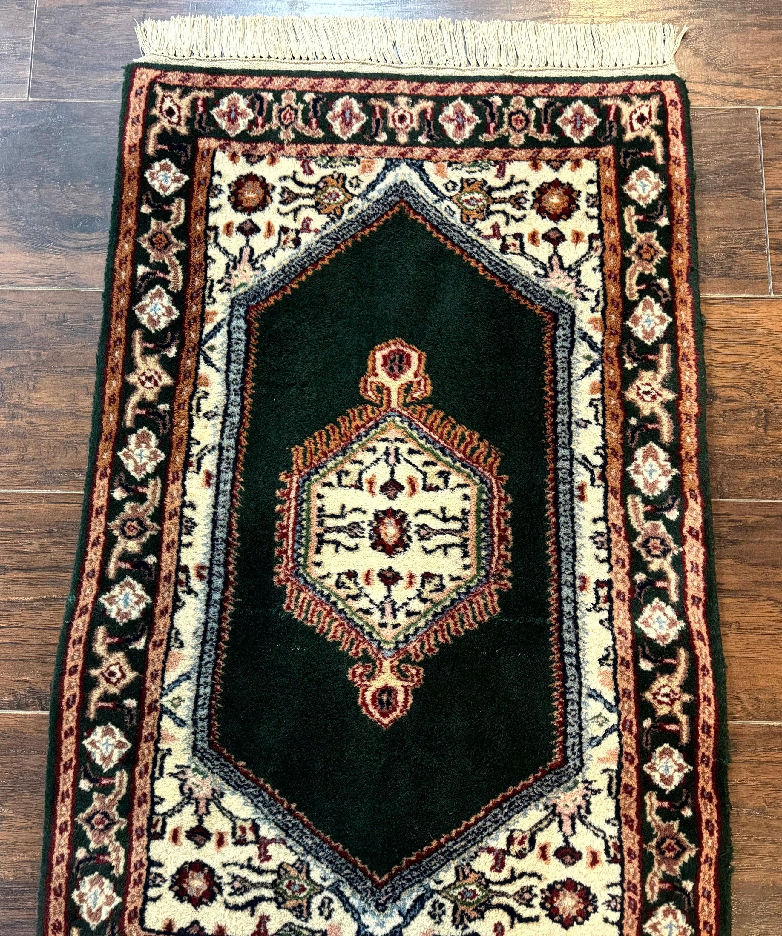 Small Indo Persian Dark Green Rug 2x3, Geometric Semi Open Field - Image 6