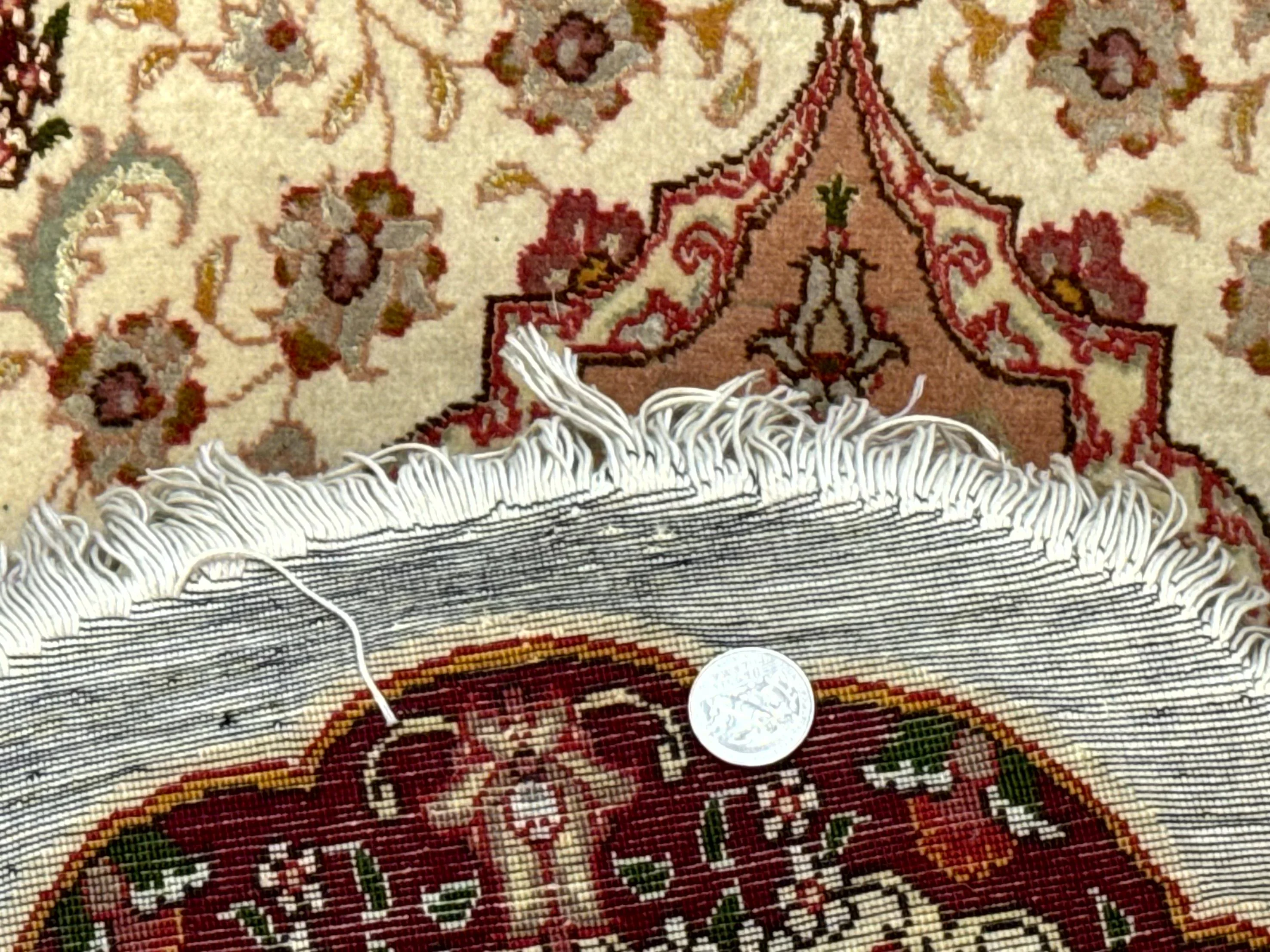 Small Oval Persian Tabriz Rug 2x4, Kork Wool and Silk Highlights, Fine 260 KPSI - Image 8