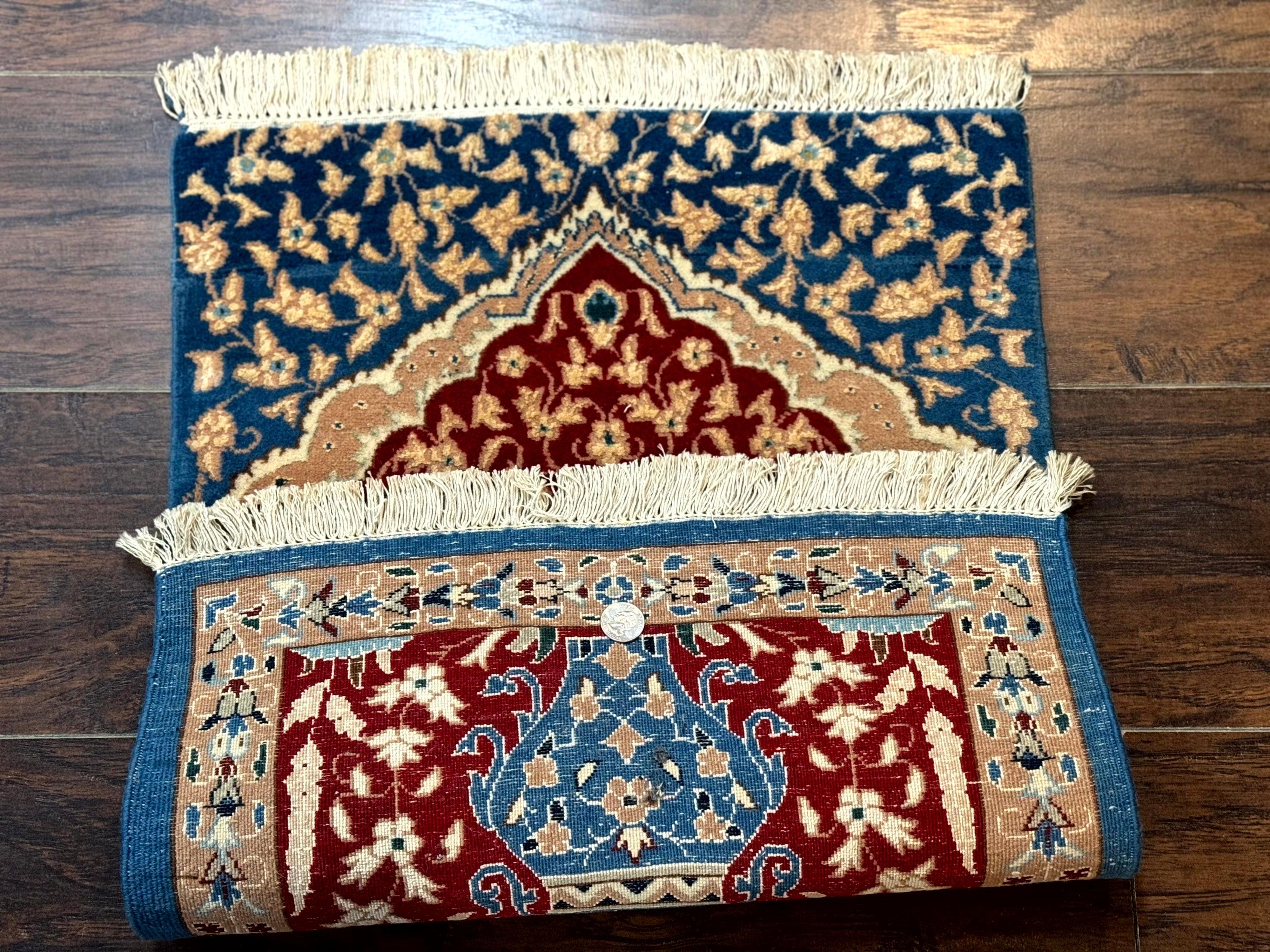 Small Persian Nain Rug, Persian Vase Tree of Life Design, Red and Blue, Very Fine 260 KPSI, Wool and Silk Highlights - Image 11