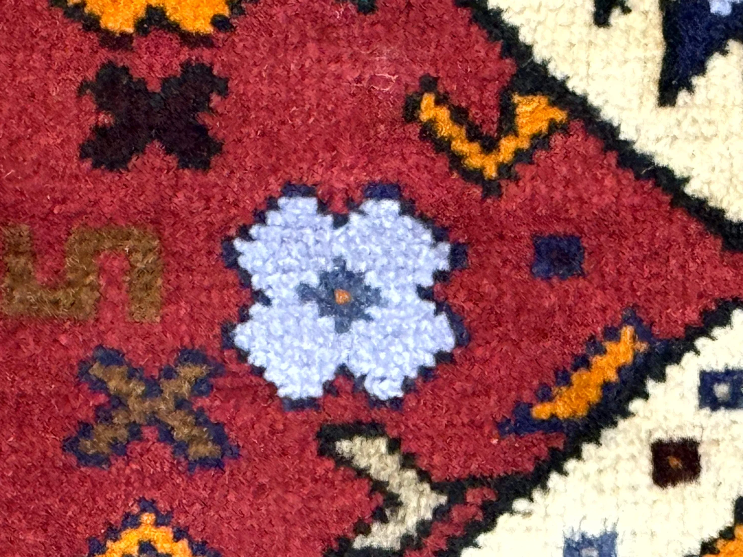 Small Persian Tribal Rug, Red and Ivory, Baluch Rug - Image 8