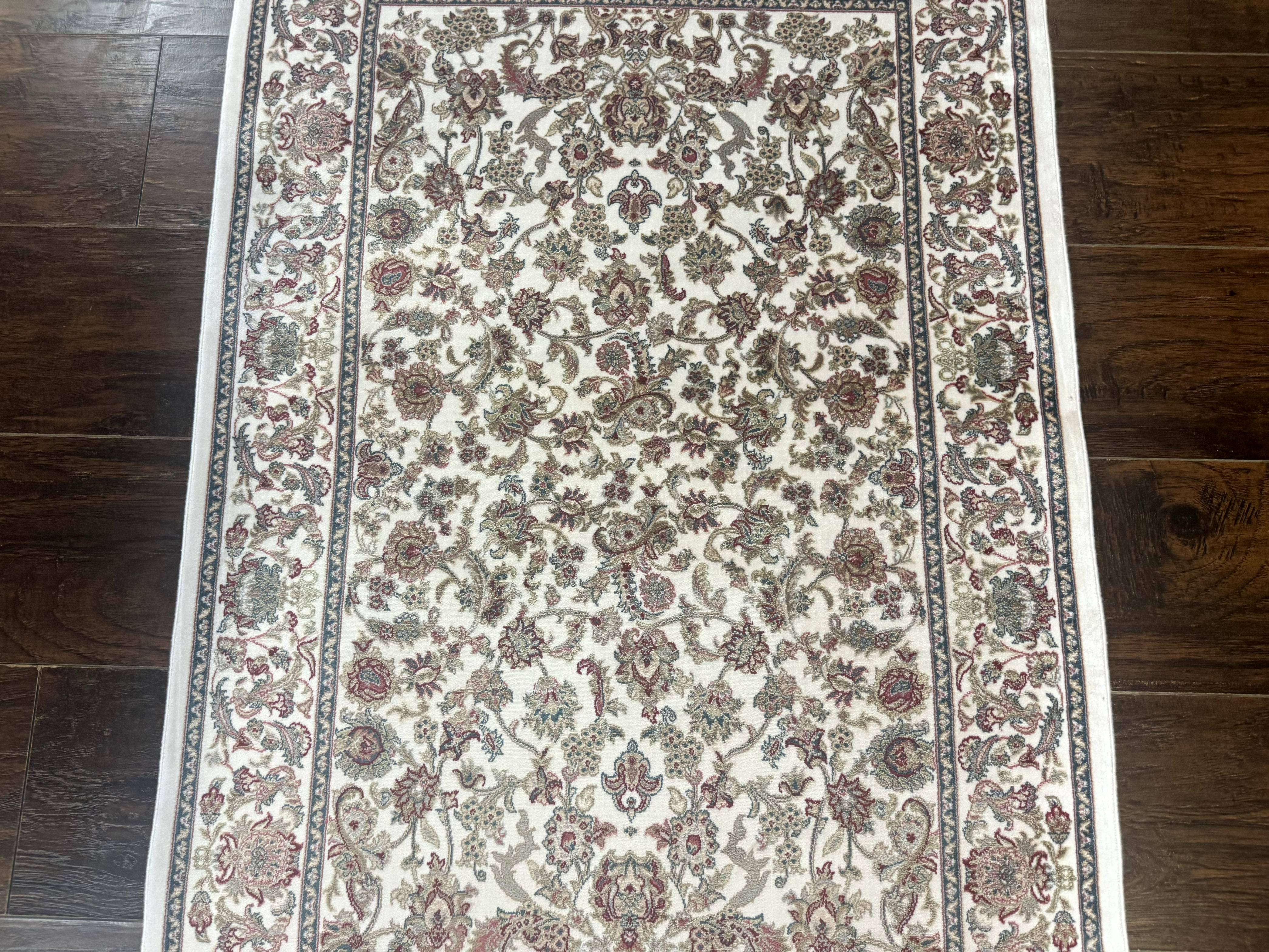 Small Turkish Silk Rug 2.6 x 4, Ivory, Allover Design, Bamboo Silk - Image 4