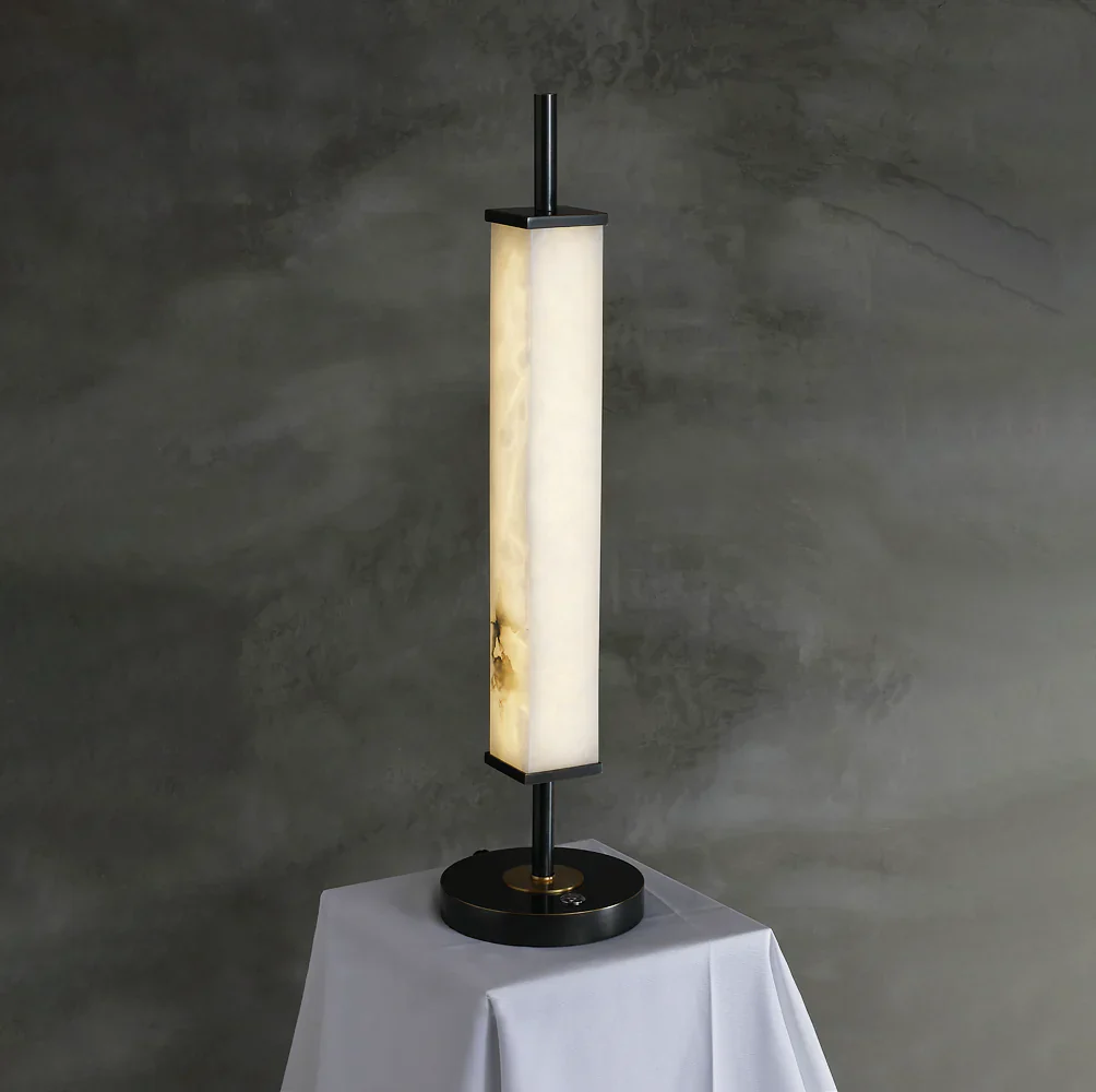 Spere Cuboid Alabaster Table Lamp - Image 9