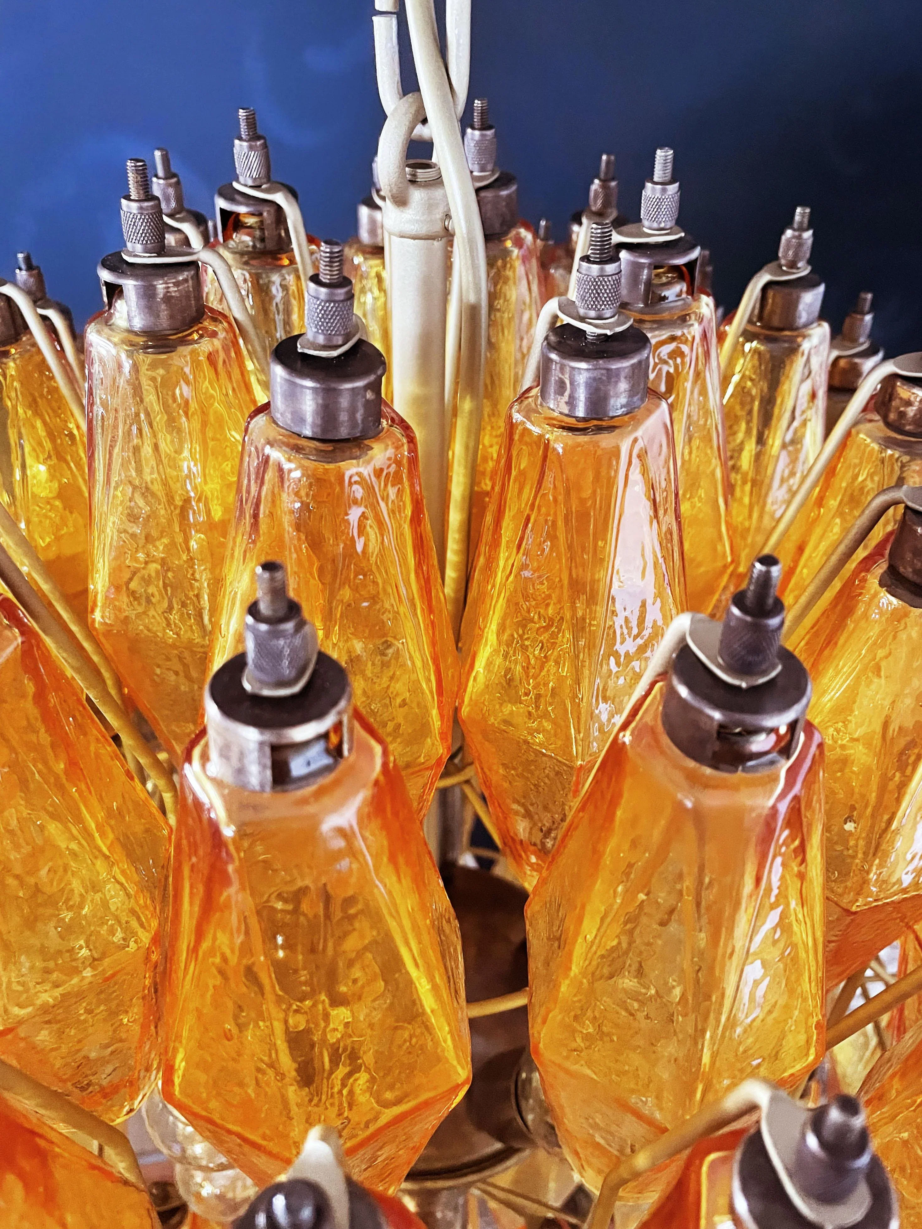 Spherical Murano Poliedri Amber Glass Chandelier - Image 14