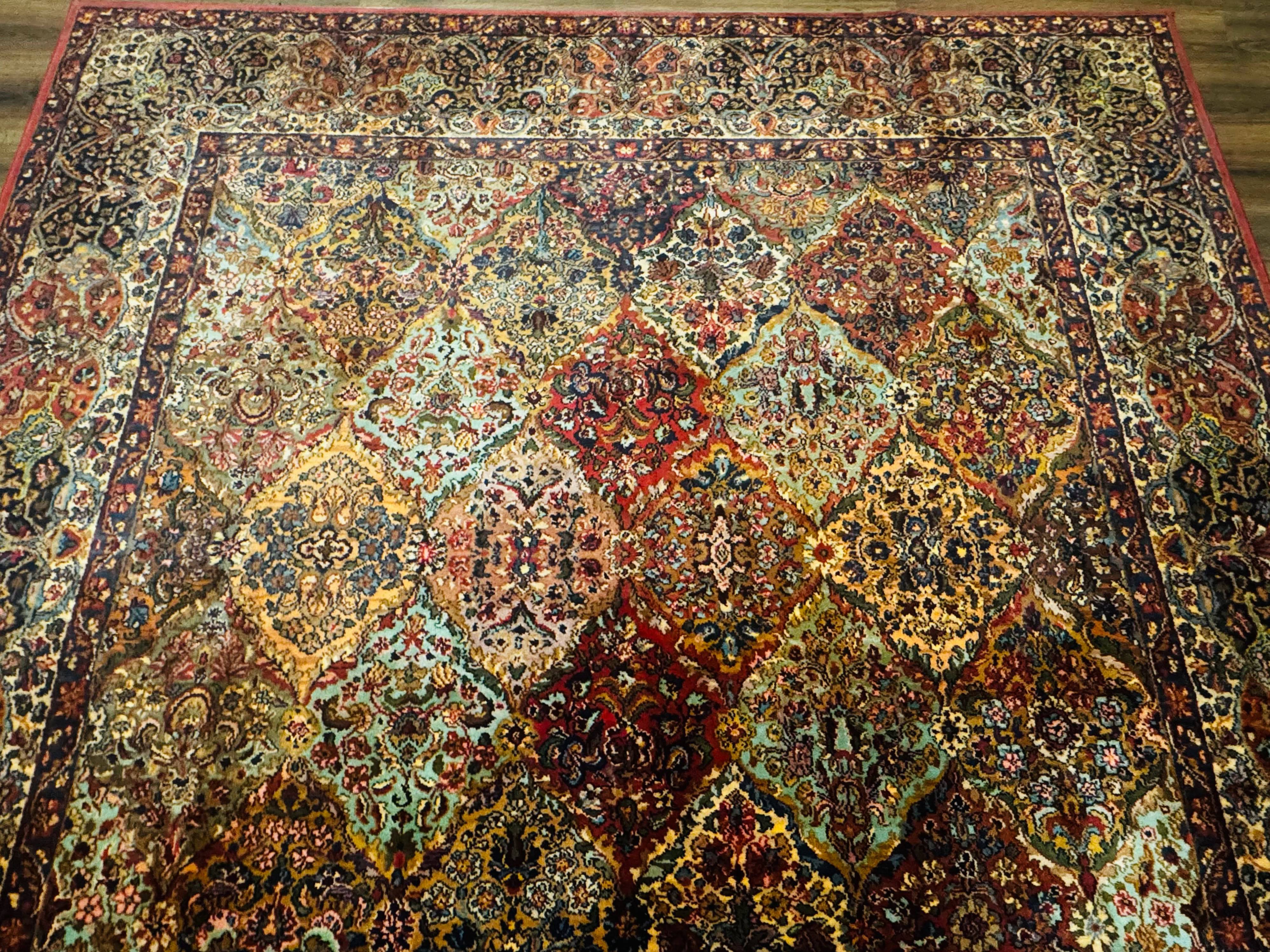 Square Karastan Multicolor Panel Kirman Rug #717, Rare Size 8.8 x 8.8, Original 700 Series, Wool - Image 3