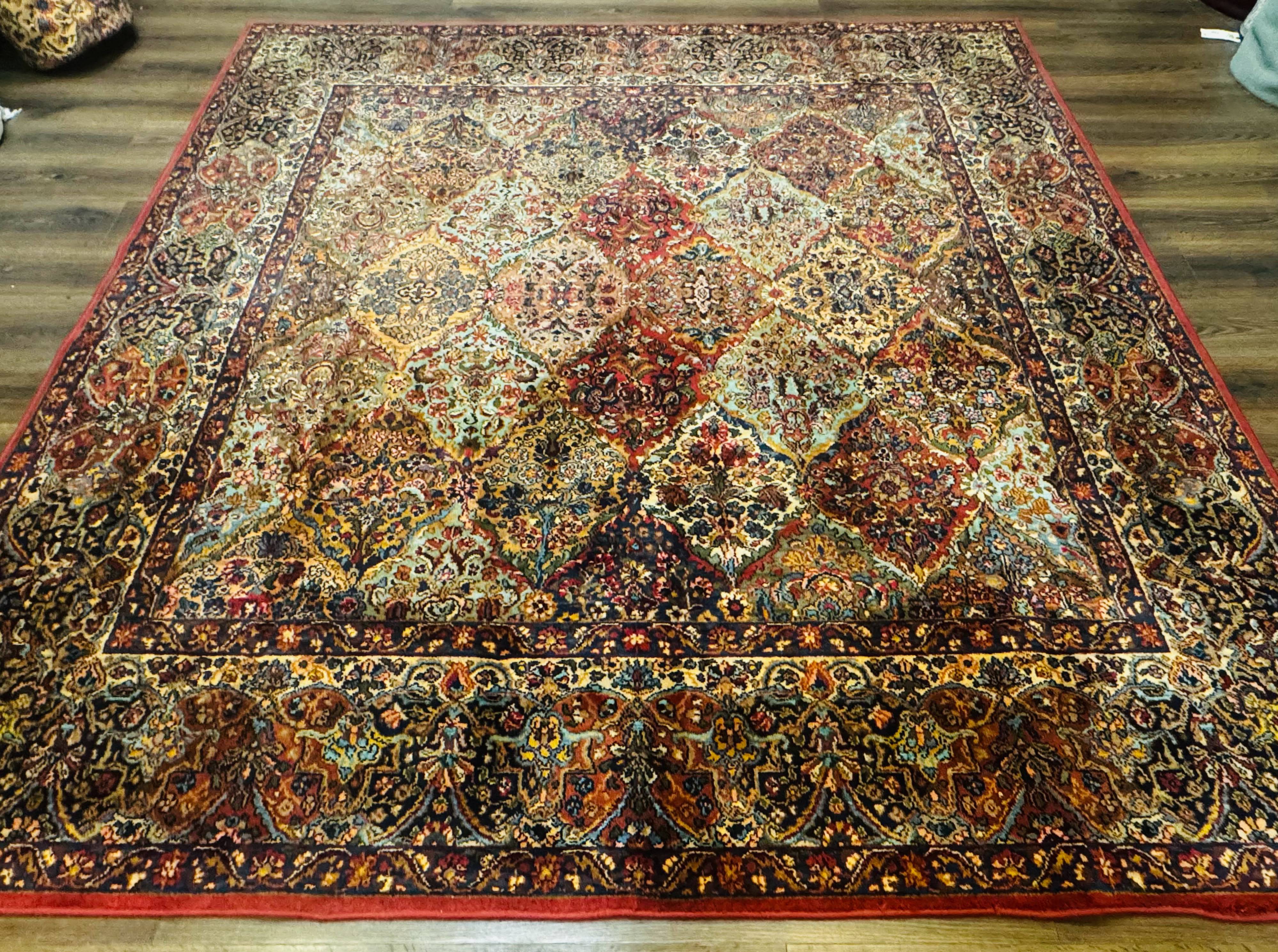 Square Karastan Multicolor Panel Kirman Rug #717, Rare Size 8.8 x 8.8, Original 700 Series, Wool - Image 5