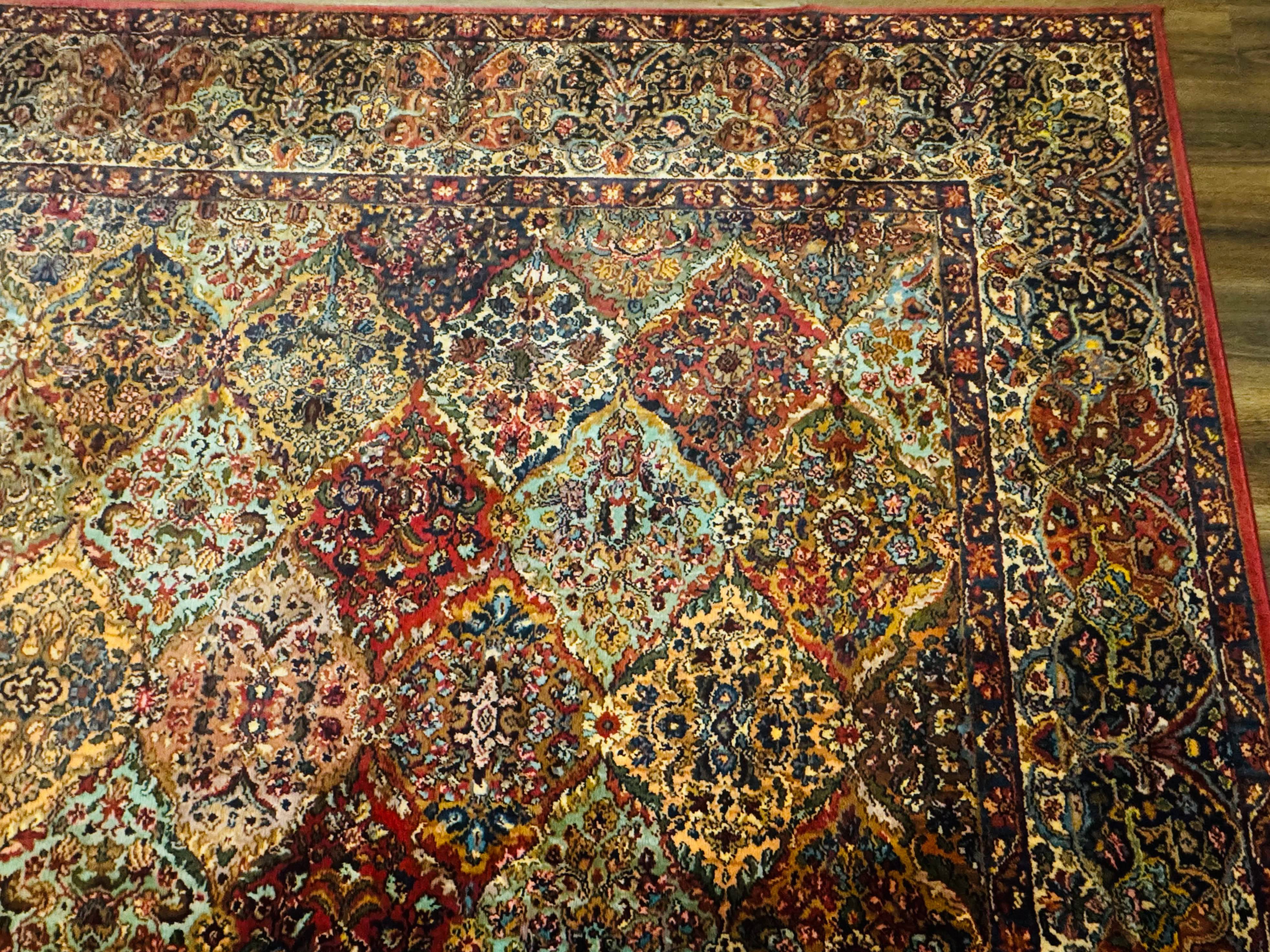Square Karastan Multicolor Panel Kirman Rug #717, Rare Size 8.8 x 8.8, Original 700 Series, Wool - Image 7