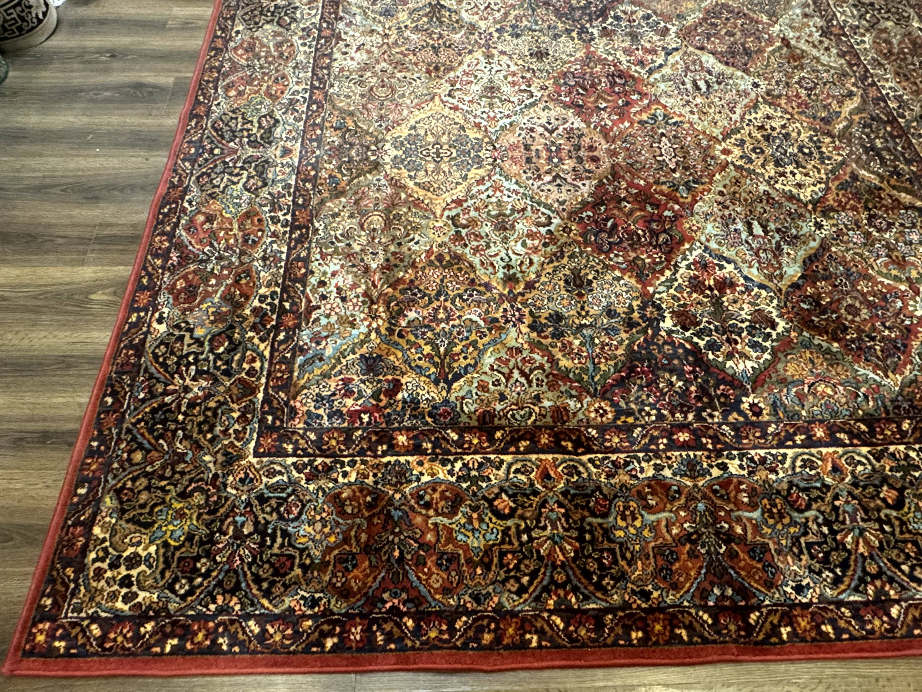 Square Karastan Multicolor Panel Kirman Rug #717, Rare Size 8.8 x 8.8, Original 700 Series, Wool - Image 8