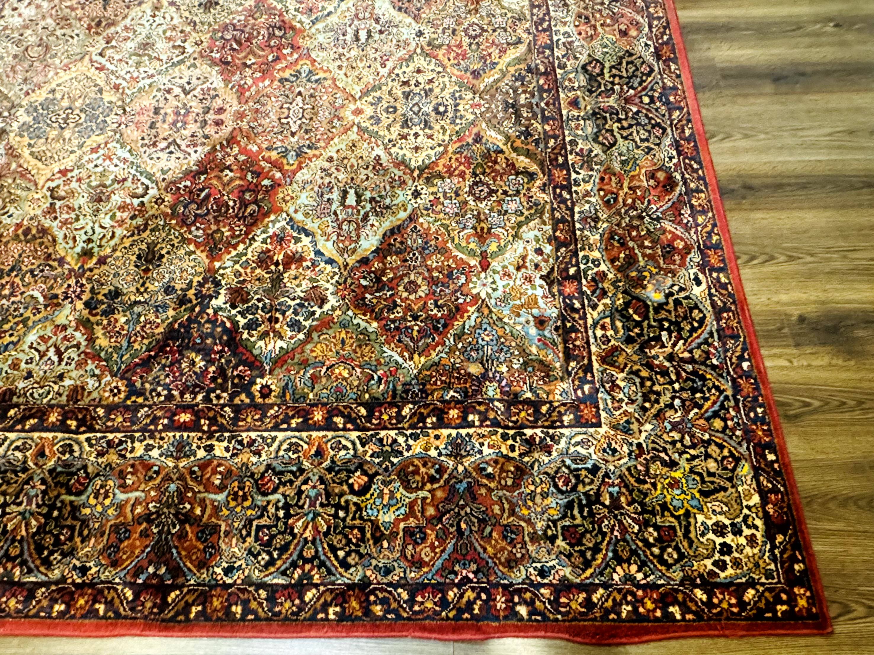 Square Karastan Multicolor Panel Kirman Rug #717, Rare Size 8.8 x 8.8, Original 700 Series, Wool - Image 9